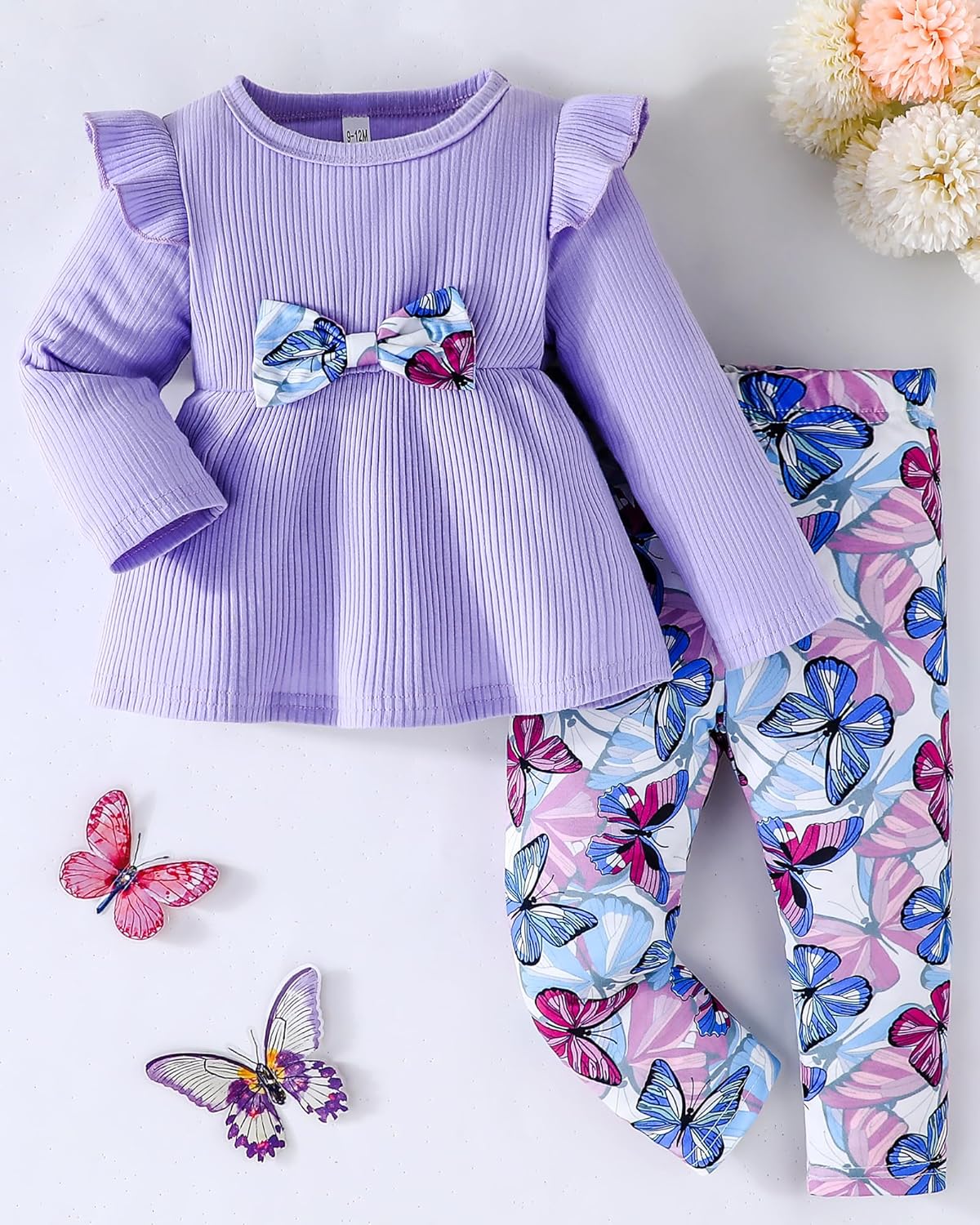 Jecson Toddler Baby Girl Clothes: Cotton Soft Outfits Set A-Line Top & Butterfly-Print Pants Cute Fall Home Outdoor 6M-4Y