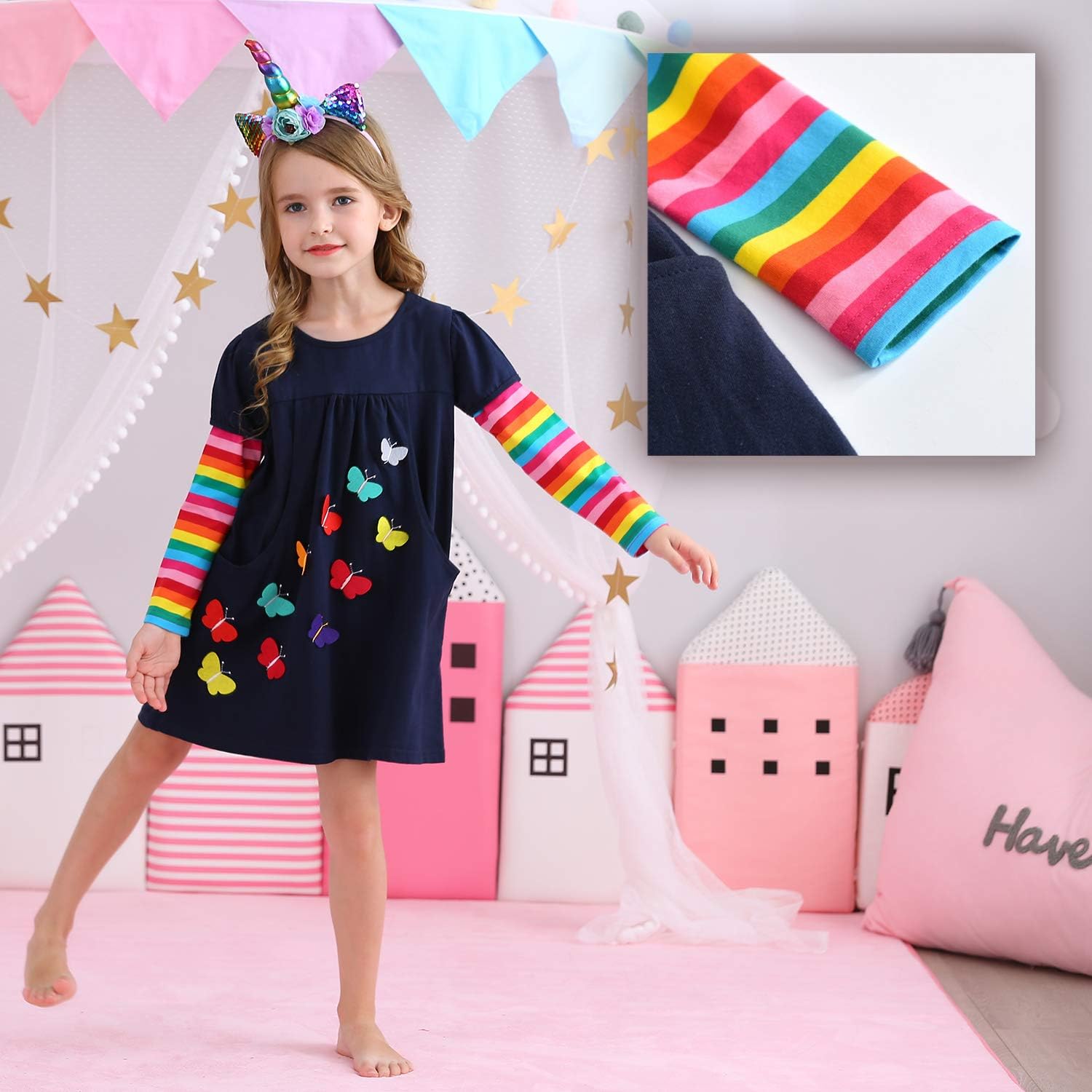 Alternative view of VIKITA Winter Girls Dresses Toddler Girl Clothes Long Sleeve School Outfits for Kids 2-12 Years