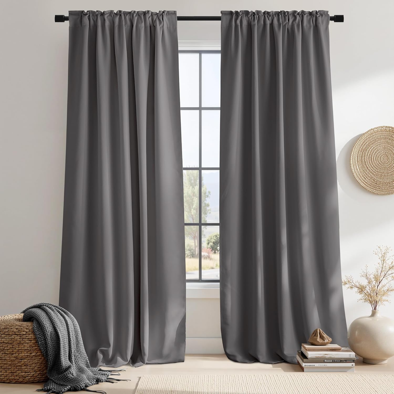 Alternative view of NICETOWN Light Reducing Curtain Panels Window Draperies - (Grey Color) 52x84 inch, 2 Pieces, Insulating Room Darkening Drapes for Bedroom