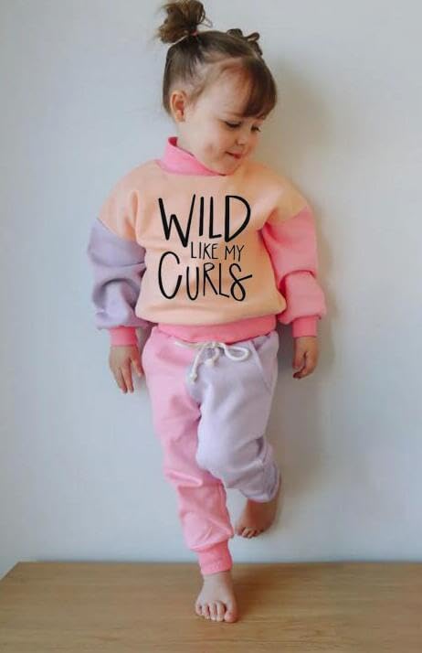 WZTYYDS Toddler Baby Girl Clothes 1T 2T 3T 4T 5T Fall Winter Outfits Contrast Color Long Sleeve Sweatshirt + Pants Sets