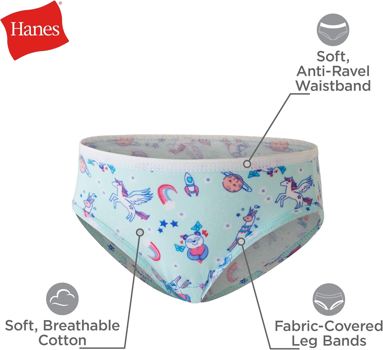 Hanes girls And Toddler Underwear, Cotton Knit Tagless Brief, Hipster, and Bikini Panties, Multipack (Colors May Vary)