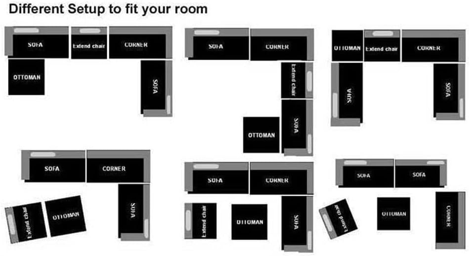 Stendmar L Shape U Shape Reversible Modern Microfiber Fabric Sectional Couch Sofa Set S150DBR - Image 8