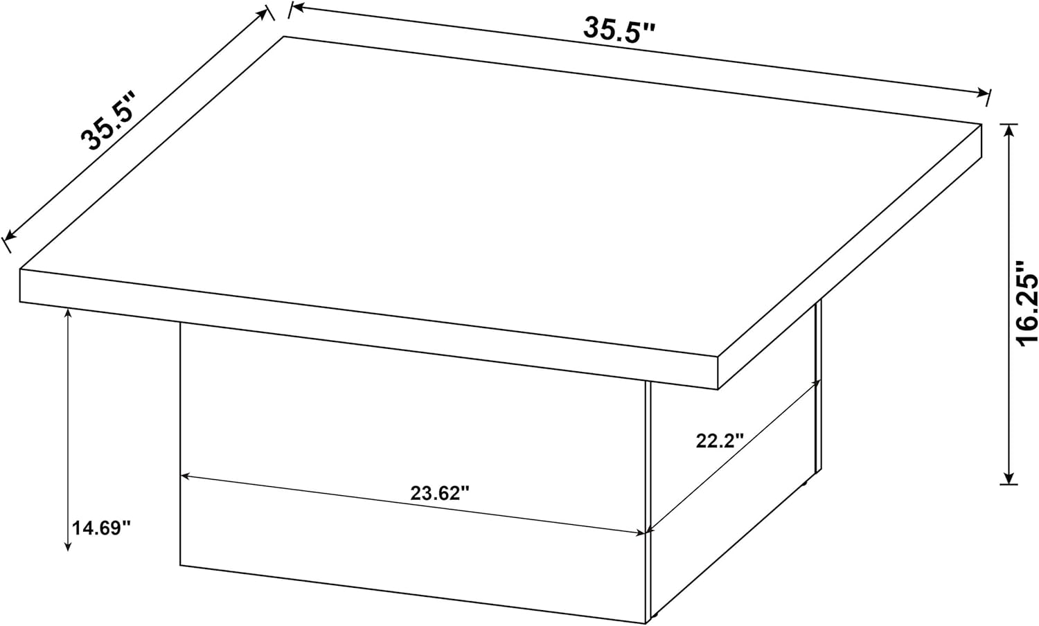 Alternative view of Coaster Home Furnishings Zetta Square Cocktail Living Room Coffee Table Engineered Eco-Friendly Wood Look Laminate Veneer Rustic Farmhouse Mango Brown 708068