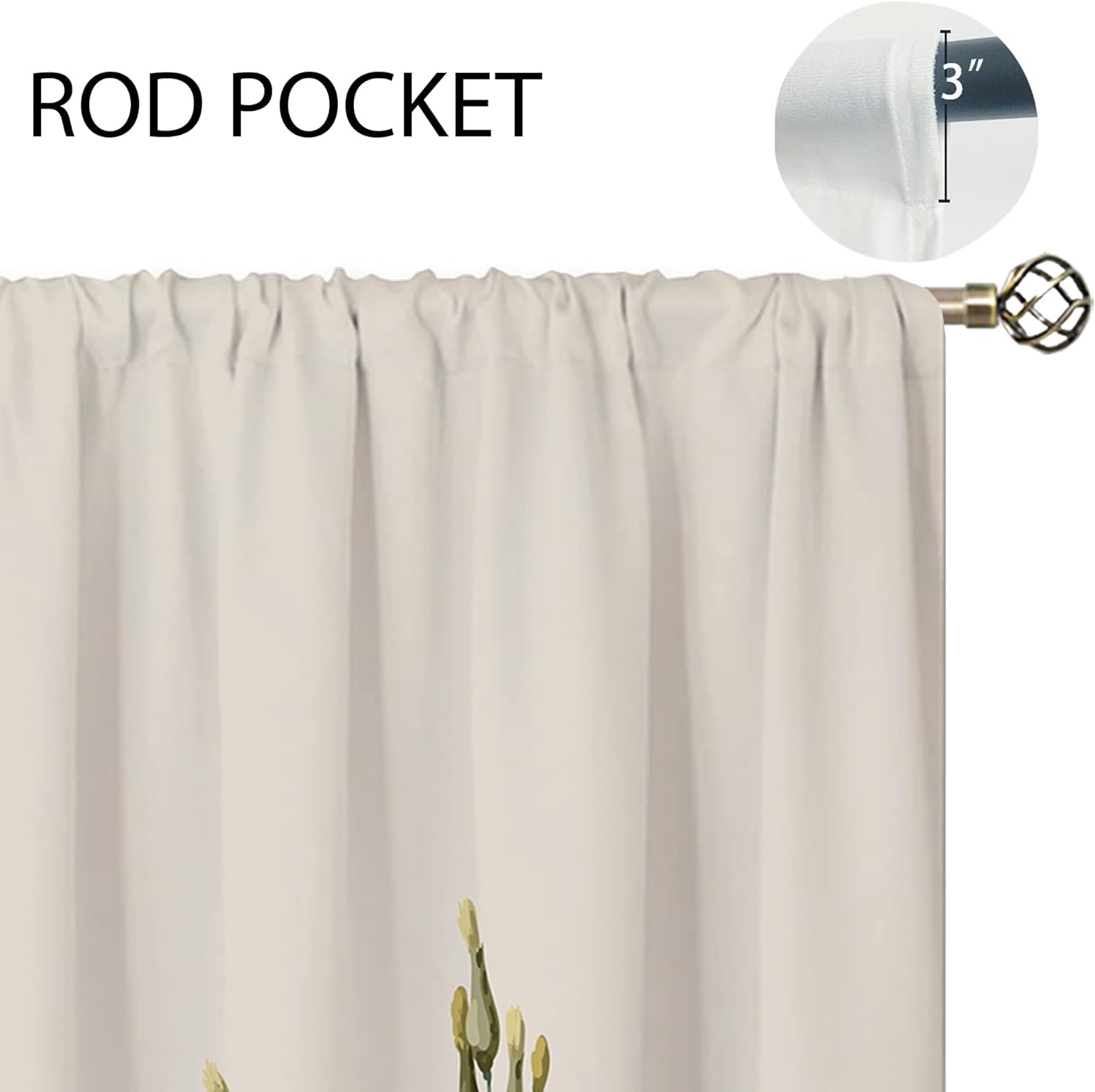 oolygoo Vintage Mushroom Small Kitchen Curtains Leaves Botanical Window Treatment Rustic Mushroom Cafe Short Window Curtains for Bathroom Dining Laundry Room Beige Tier Treatment Drapes 27.5x39 inch - Image 4