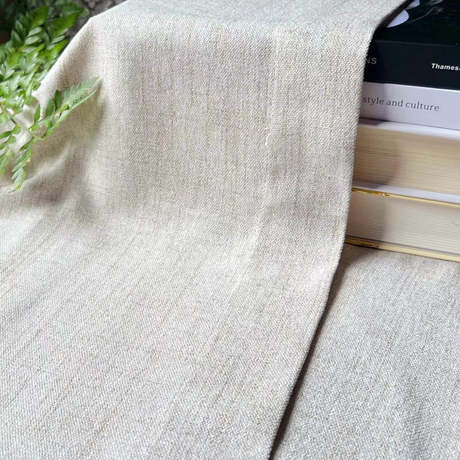 Faux Linen Valance for Windows Kitchen Living Room Valances Rod Pocket Farmhouse Country Rustic Bathroom Small Window Treatment (54x15 inch, Natural) - Image 3