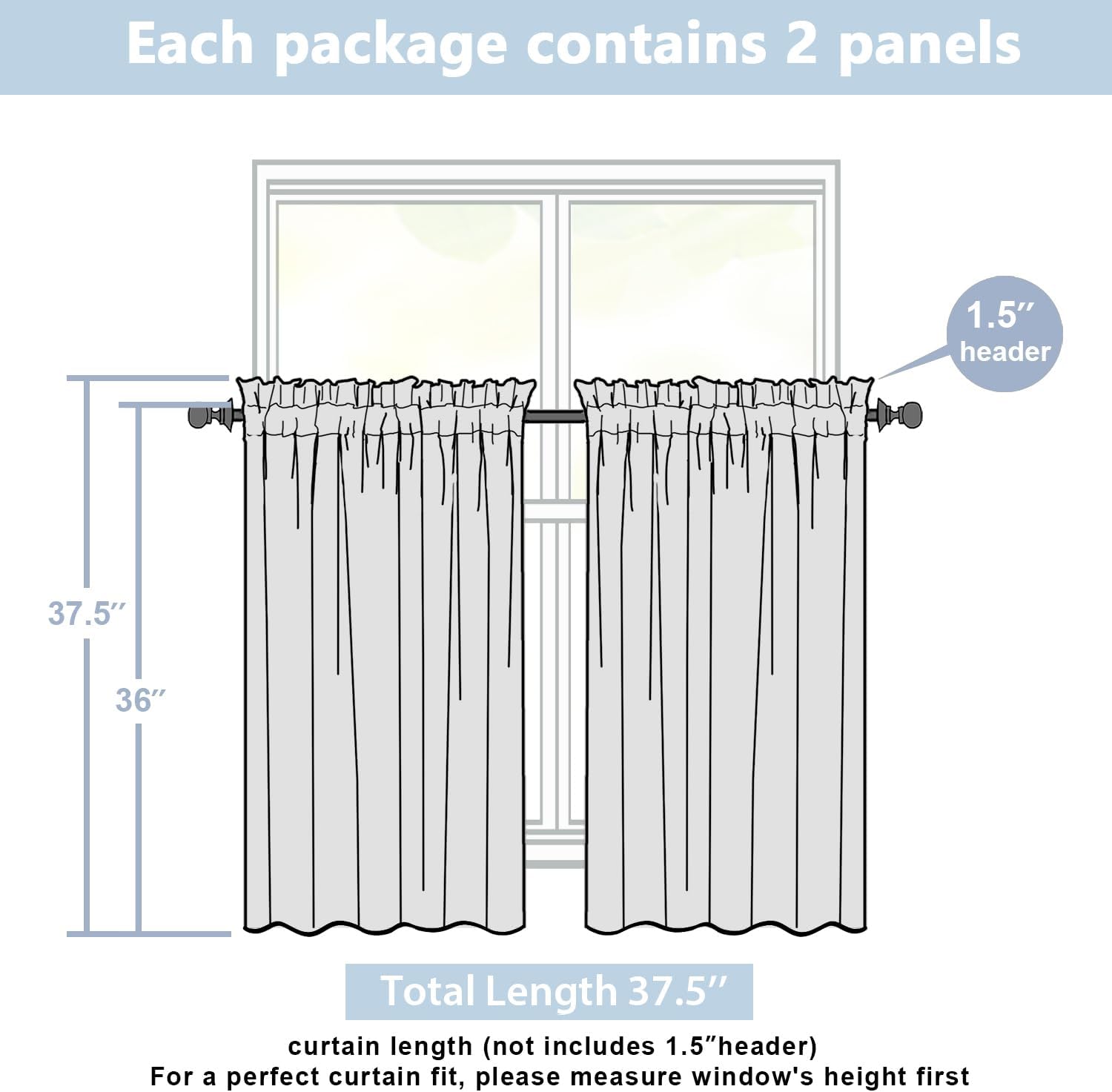Lecloud Natural Kitchen Curtains 36 Inch Length 2 Pcs, Airy Privacy Light Filtering Short Tiers, Soft Modern Window Drapes for Cafe Bathroom Cabinet RV Camper Basement, Each Panel 30" W x 36" L