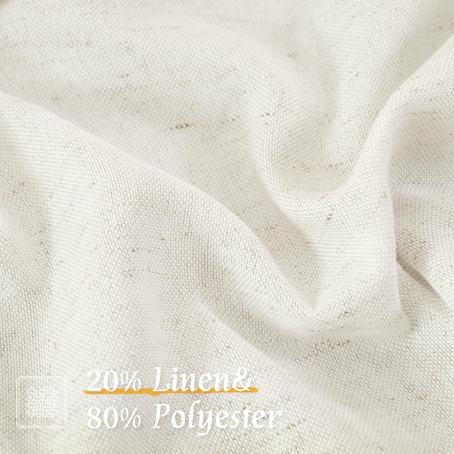 Alternative view of LAMIT Short Linen Curtains 36 Inch Length for Cafe, Ivory Semi Sheer Small Kitchen Window Curtains Over Sink, Light Filtering Rod Pocket Drapes for RV/Half Window, 2 Panels, 42 x 36 Inch