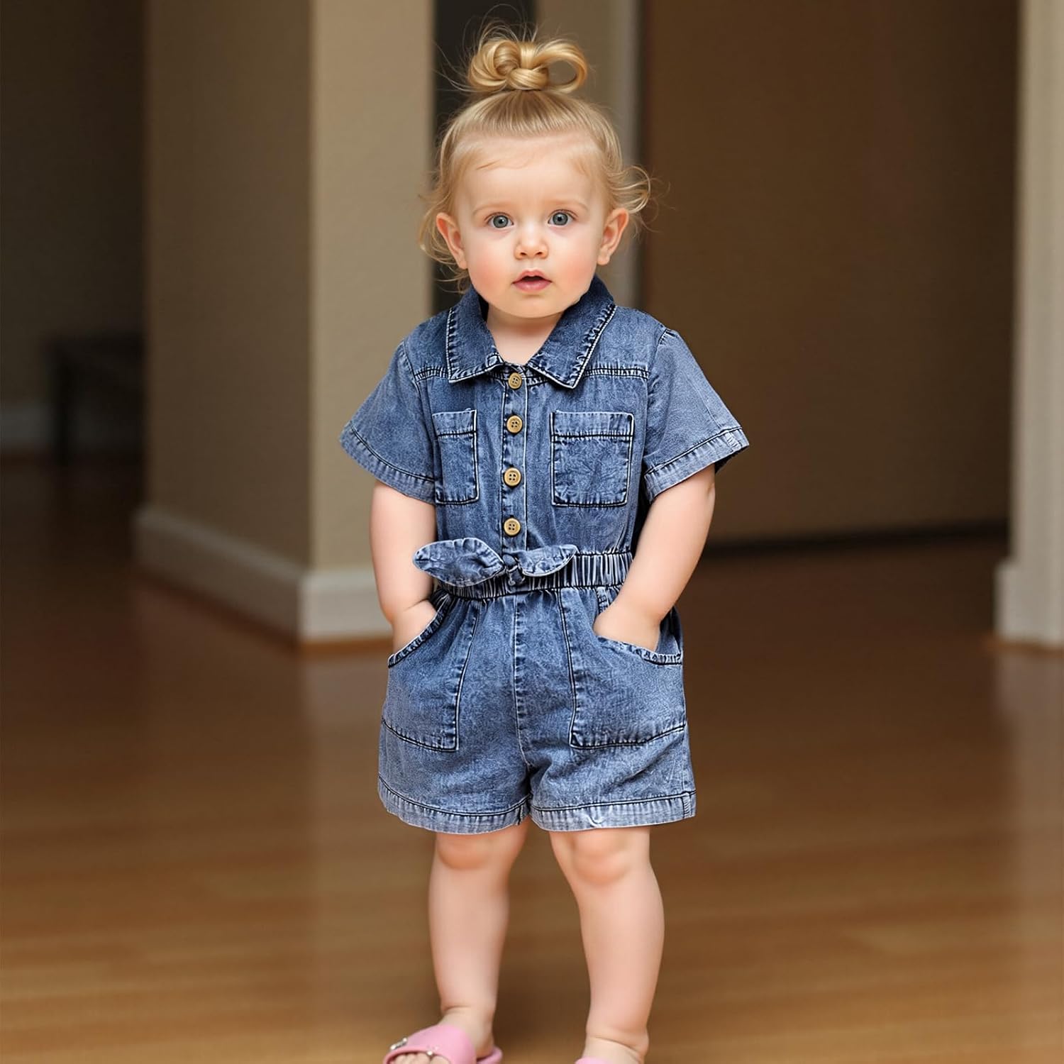 Ledy Champswiin Summer Toddler Girl Jumpsuit Shorts Little Girl Overalls Clothes Baby Jean Romper Jumpsuit One Piece Outfit