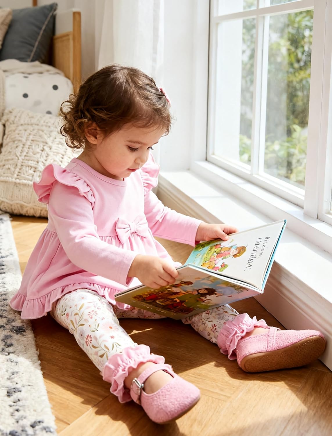 Alternative view of Gademacue Baby Girl Clothes Toddler Girl Outfits Ruffle Long Sleeve Top and Floral Pants Set Fall Winter Clothes