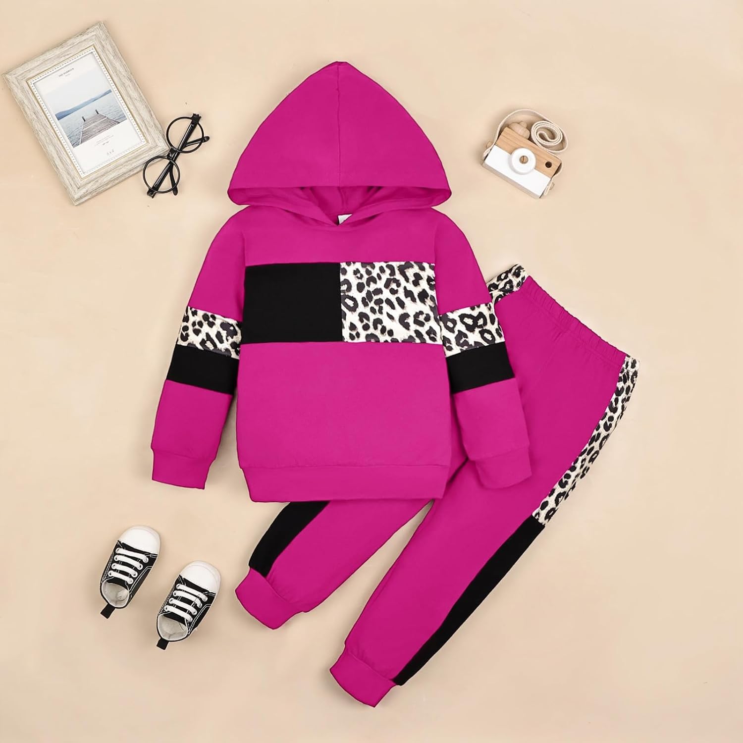 ODIMAME Girls Clothes Toddler Fall Outfits Long Sleeve Hoodie Sweatshirt Tops + Sweatpants 2 Pieces 2-7Y