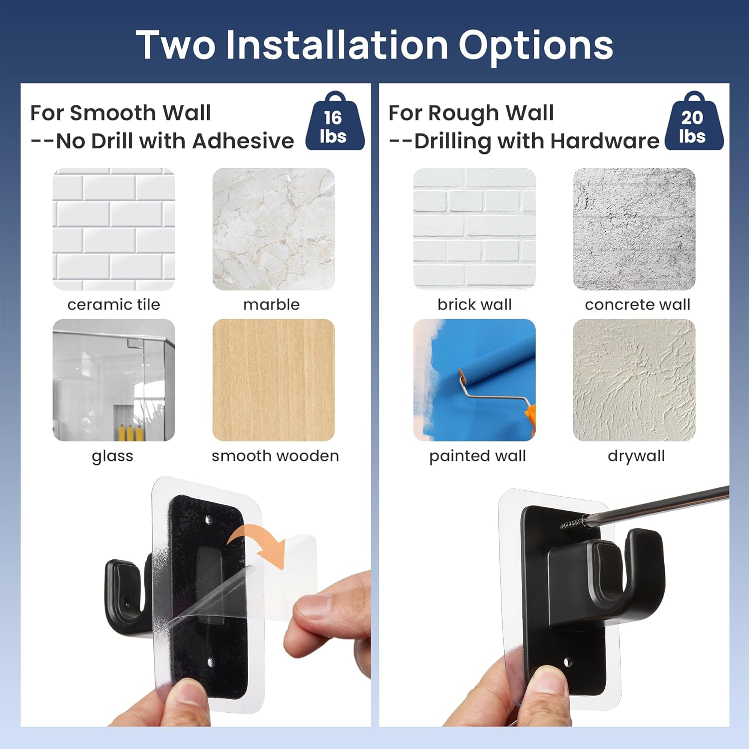 ENJOYBASICS No Drill Curtain Rods for Window 28 to 47 Inches, 5/8 Inch Diameter Renter Friendly Drapery Rod with Adhesive Brackets without Drilling, Adjustable from 27 to 52 Inches, Black - Image 3