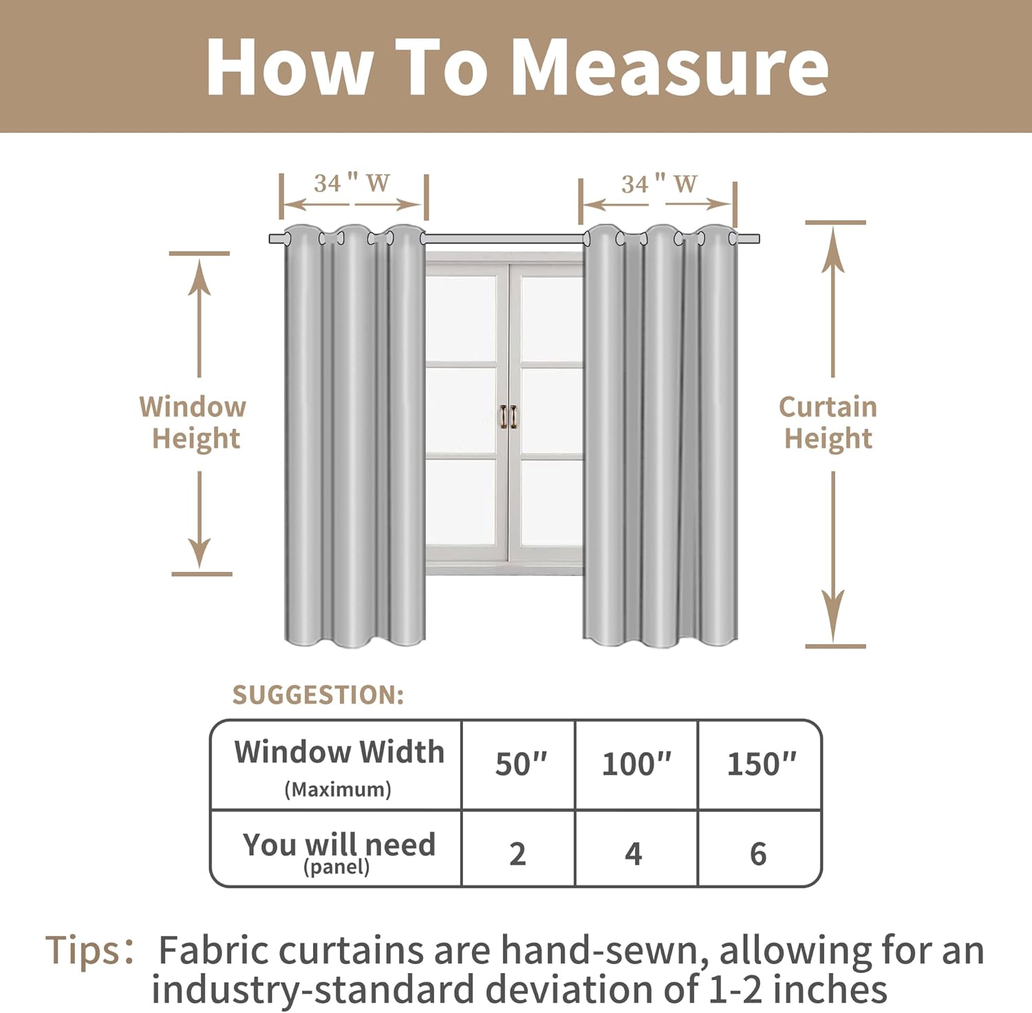 LAMIT 40 Inch Linen Curtains for Kitchen Windows Over Sink, Short Semi Sheer Light Filtering Neutral Curtains Bronze Grommet Panels for Small Windows/Cafe, Cream Ivory, 2 Panels, 34 x 40 Inch