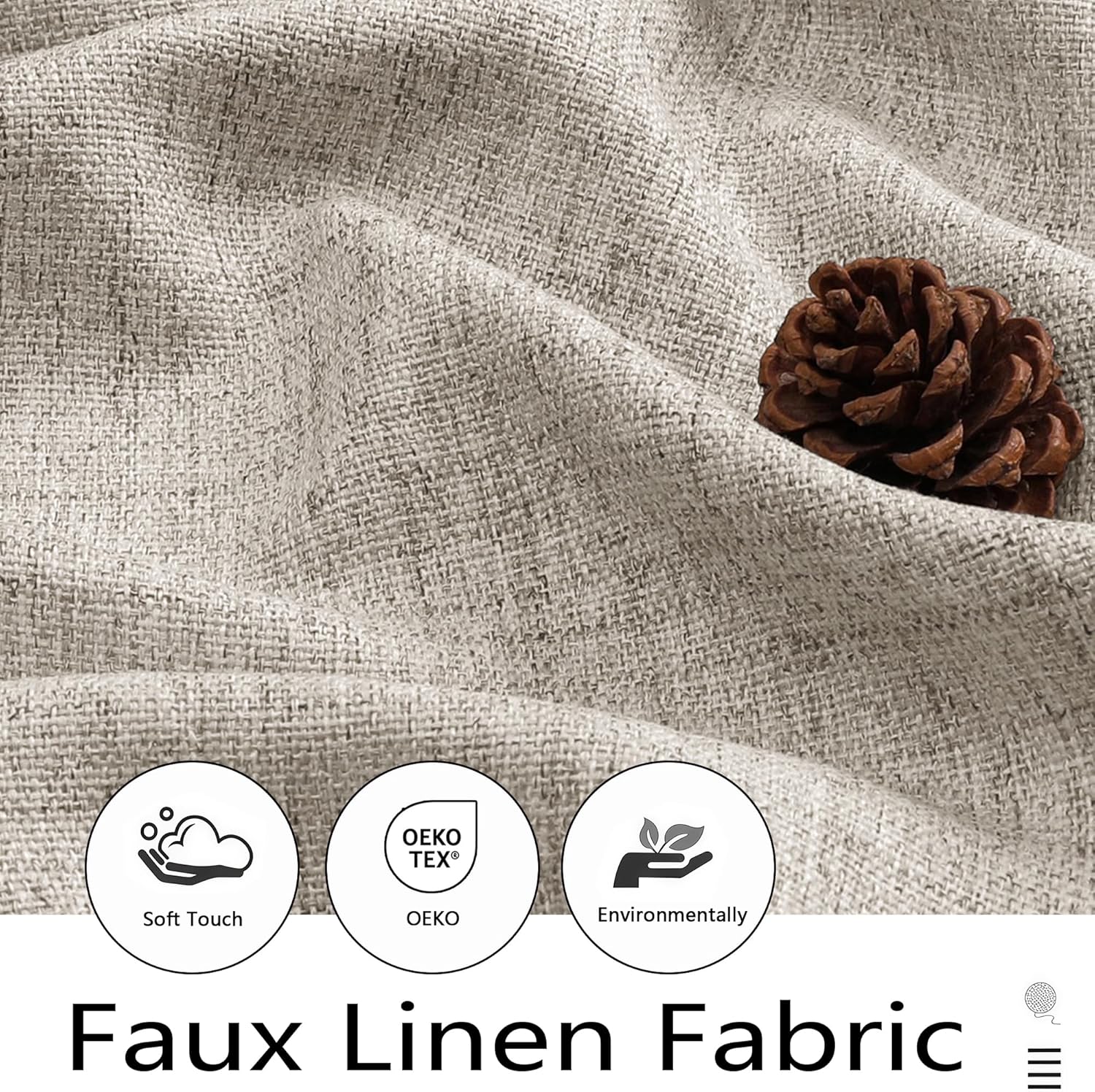 Alternative view of WelvetBLK Linen Kitchen Curtains 36 Inch Length 2 Panels, Light Filtering Farmhouse Faux Linen Textured Short Curtains for Windows, Small Curtain Tier for Cafe Cabinet Bathroom RV Camper, 30Wx36L Inch