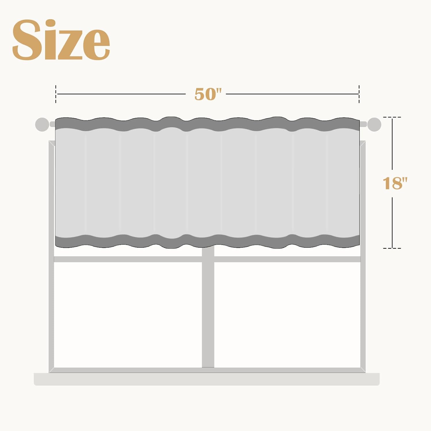 Alternative view of jinchan Linen Valance Curtain Striped Valance for Windows 18 Inch Light Filtering Kitchen Curtain Farmhouse Double Layer for Living Room Ticking Rod Pocket 1 Panel Taupe Grey on Linen