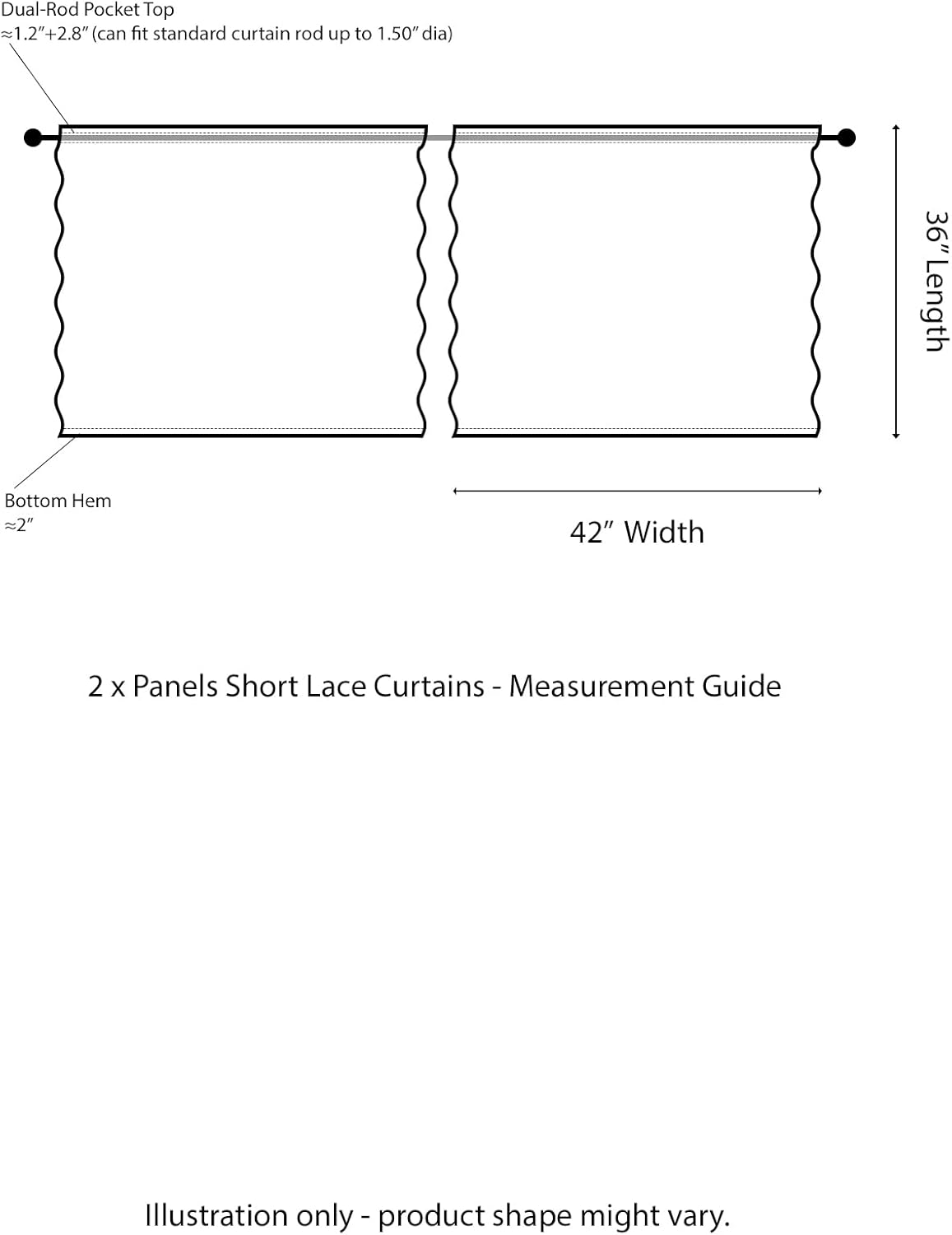 Alternative view of FINECITY Beige Lace Curtains 36 Inch Length 2 Panels Rusitc Leaf Floral Short Sheer Curtains for Kitchen Window Over Sink, Rod Pocket Privacy Light Filtering Lace Cafe Curtain, 42 x 36 Inch