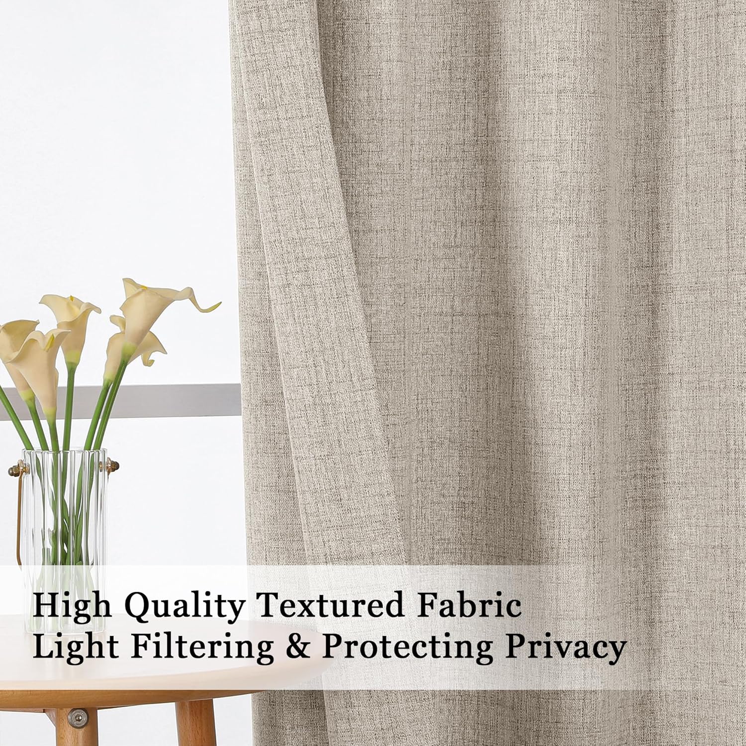 Alternative view of OWENIE Linen Cafe Curtains 36 Inch Length 2 Panels Set, Light Filtering Textured Short Kitchen Curtains Over Sink, Small Window Curtain Tier for Cabinet Bathroom RV Camper Basement, 30" W by 36" L