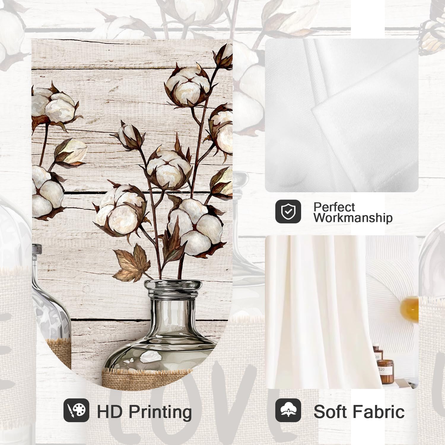 Alternative view of Coxila Farmhouse Kitchen Window Curtains 27.5 x 39 Inch Small Short Mini Cafe Rod Pocket Rustic Country Floral Retro Vintage Fun Living Bedroom Room Home Treatment Set of 2 Curtain Panels Drapes Tiers