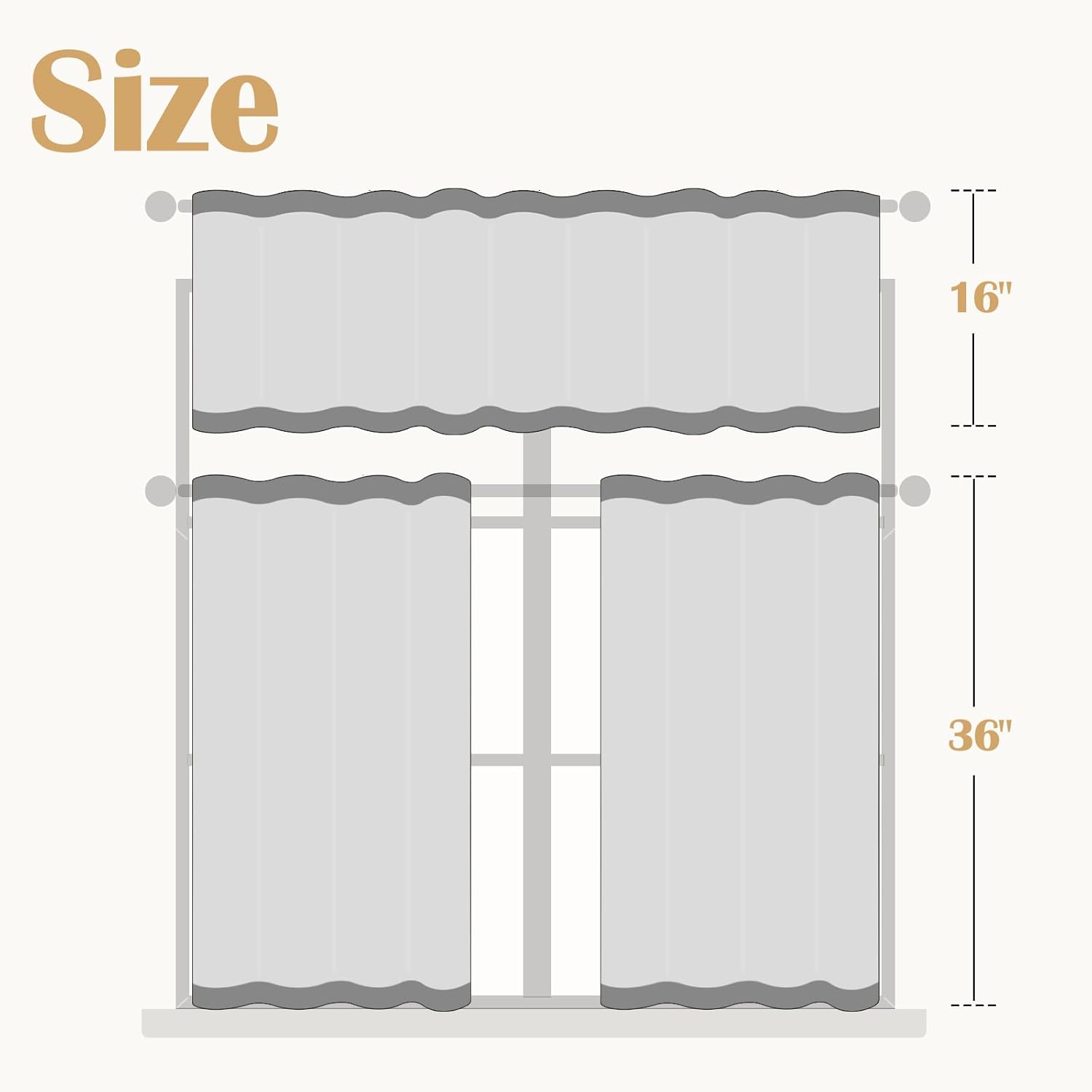 jinchan Floral Kitchen Curtains Set Linen Tier Curtains and Valance Farmhouse Drapes for Small Windows 36 Inch Length for Cafe Living Room Bathroom Rod Pocket 3 Pieces Set Blue on Linen