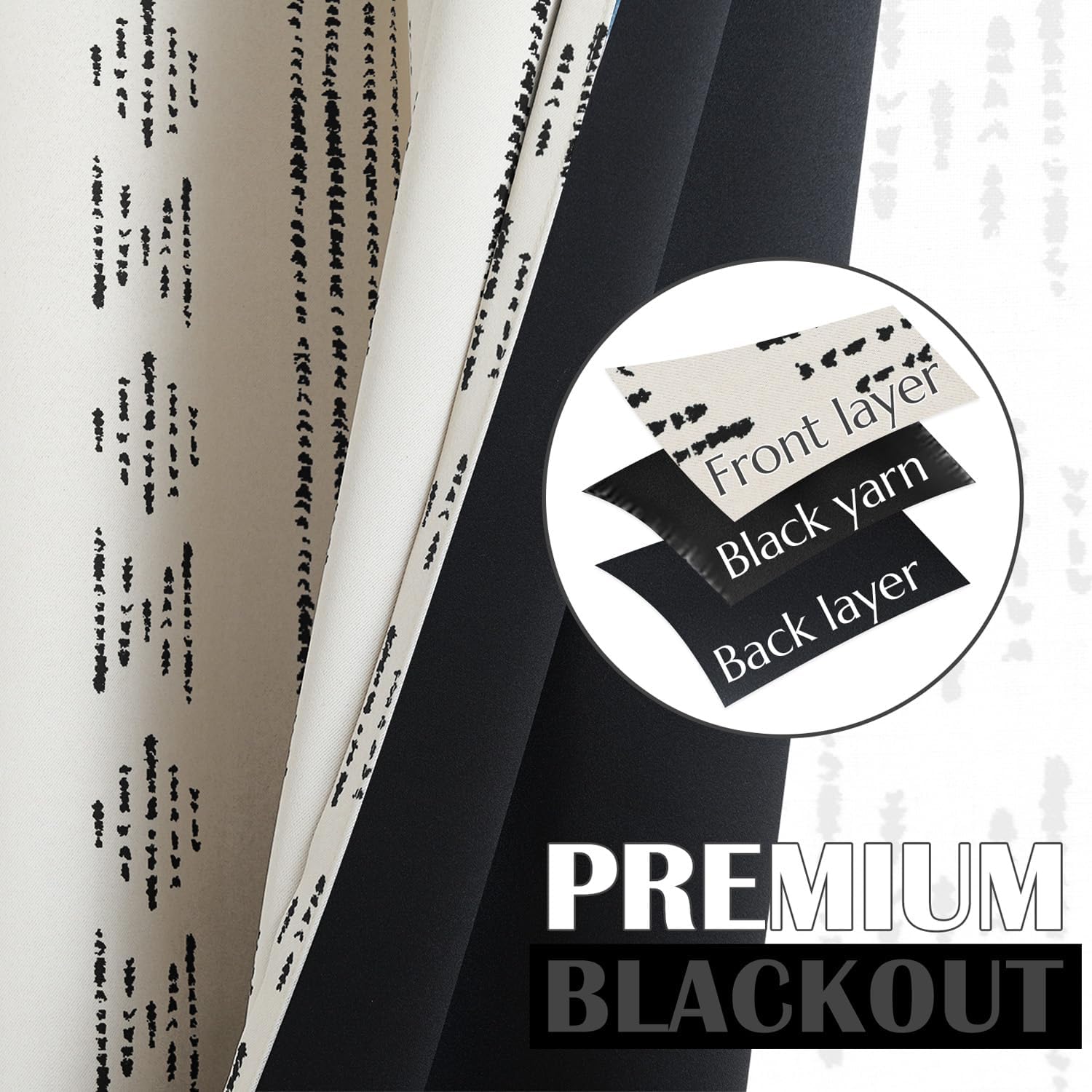 Alternative view of jinchan 95% Blackout Boho Kitchen Curtains 36 Inches Cafe Tier Curtains Bohemian Small Drapes for Bedroom RV Basement Half Window Room Darkening Thermal Insulated 2 Panels Black on Beige