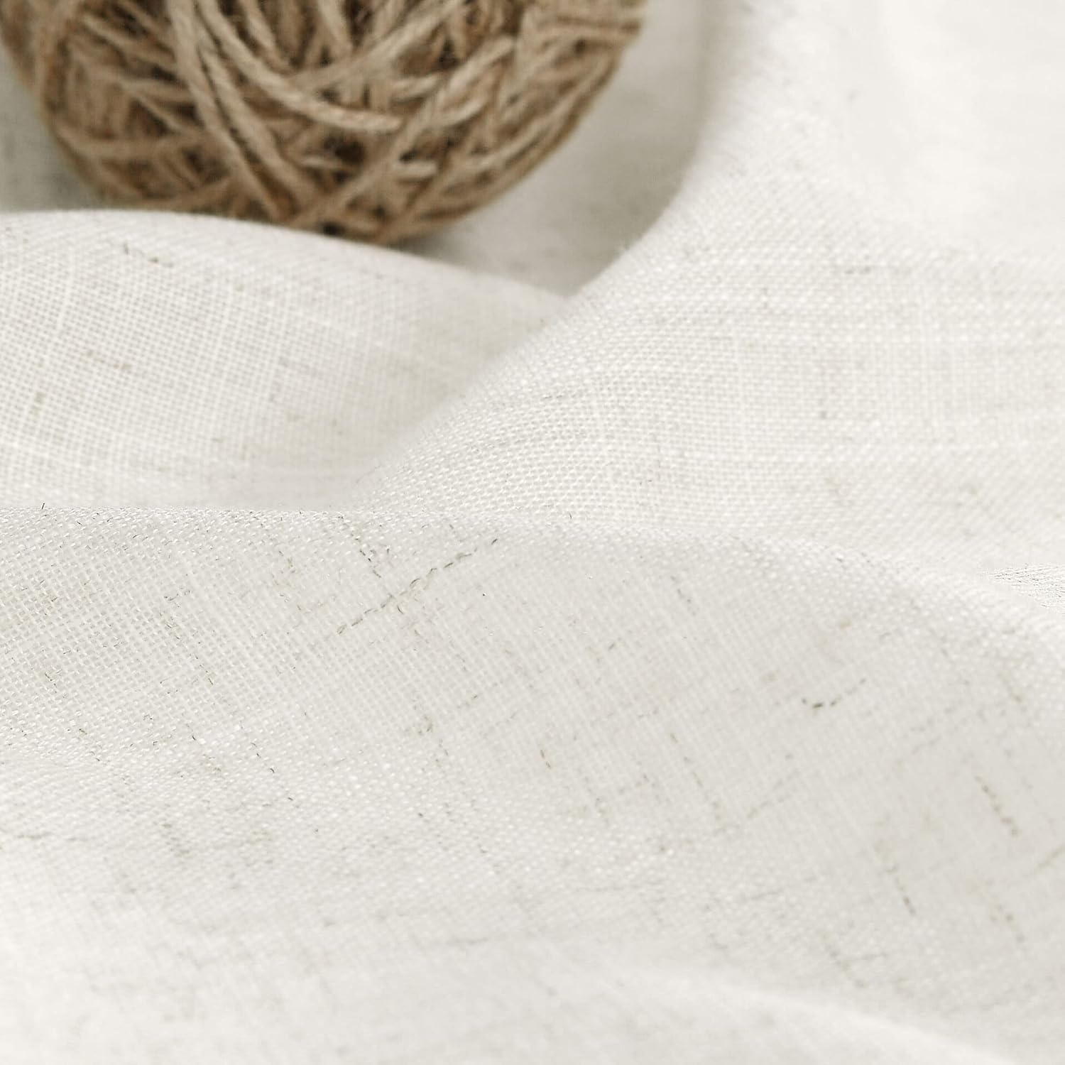 Alternative view of 36 inch Length Kitchen Curtains Linen Blend Back Tab Privacy Light Filtering Bathroom Window Curtain Neutral Sheer Short Curtains for Front Small Door Window Laundry RV Camper 30x36 Cream 3 FT