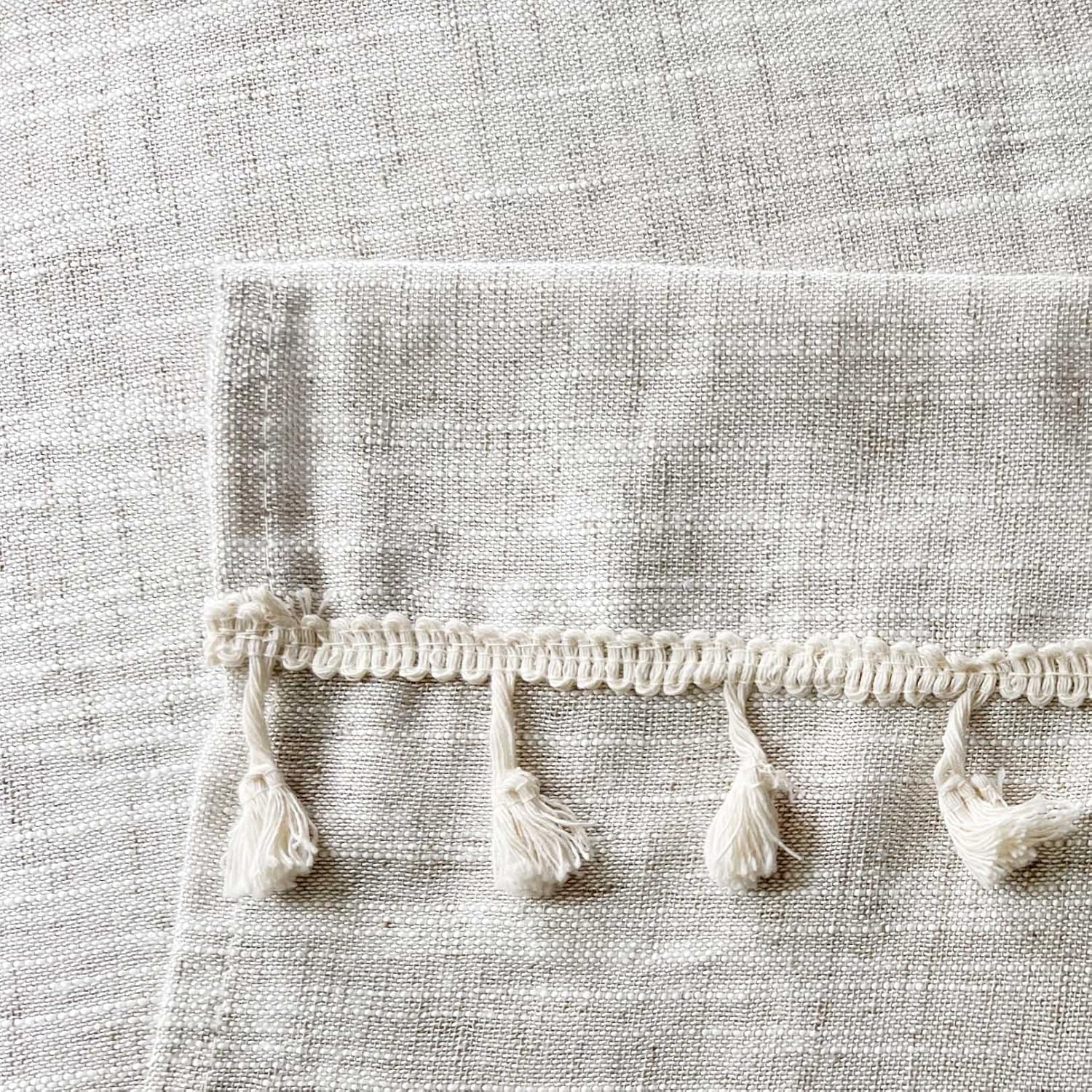 Alternative view of Boho Tassel Kitchen Curtains 36 Inch Length Modern Farmhouse Cotton Linen Short Cafe Curtains for Bathroom Small Window Country Rustic Tiers Bohemian Decor (26W x 36L, 2 Panels, Natural)