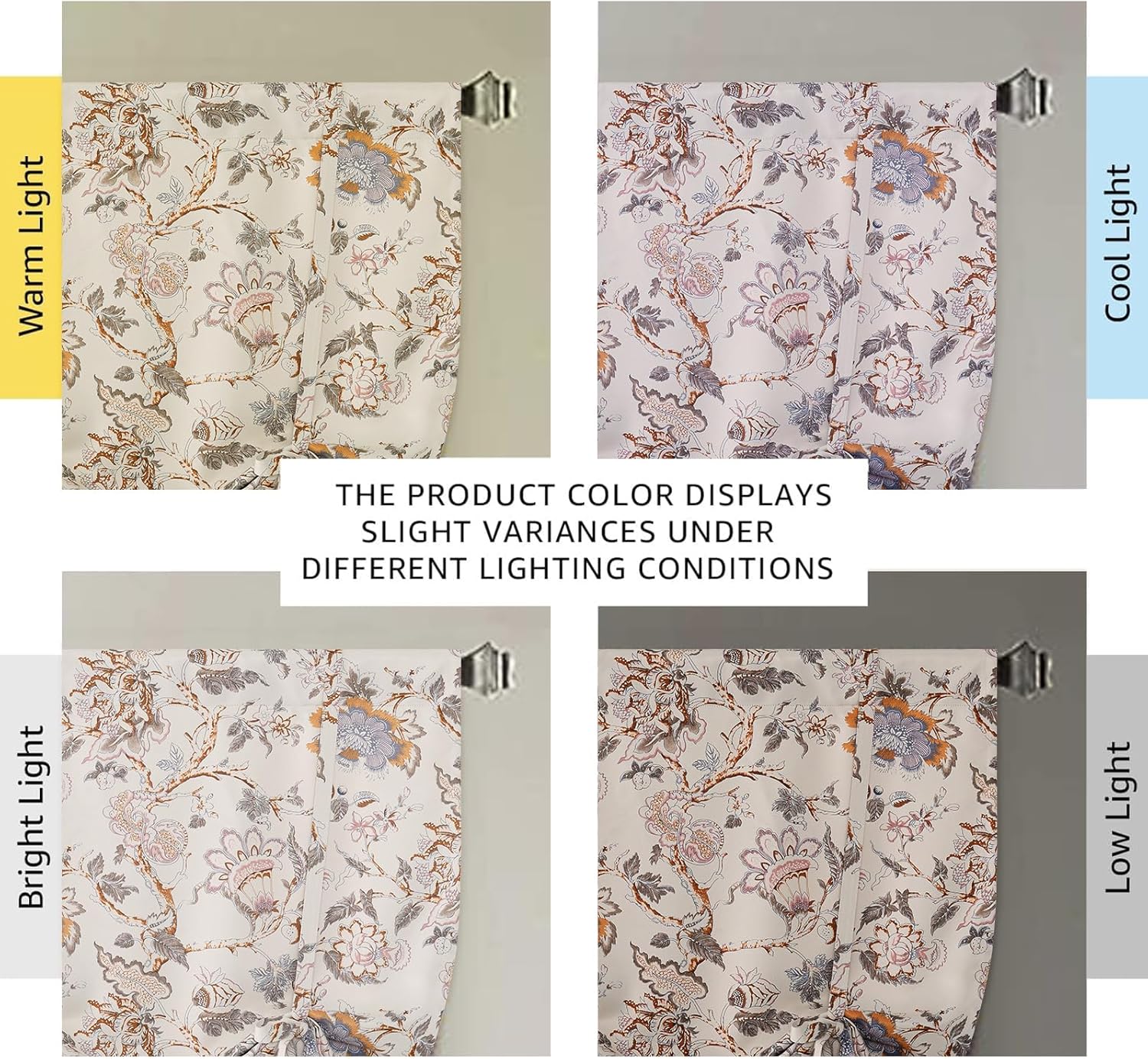 Alternative view of H.VERSAILTEX Thermal Insulated Blackout Curtain Adjustable Kitchen Tie Up Curtains Rod Pocket Panel for Small Window-42 Wide by 63" Long-Vintage Floral Pattern in Sage and Brown