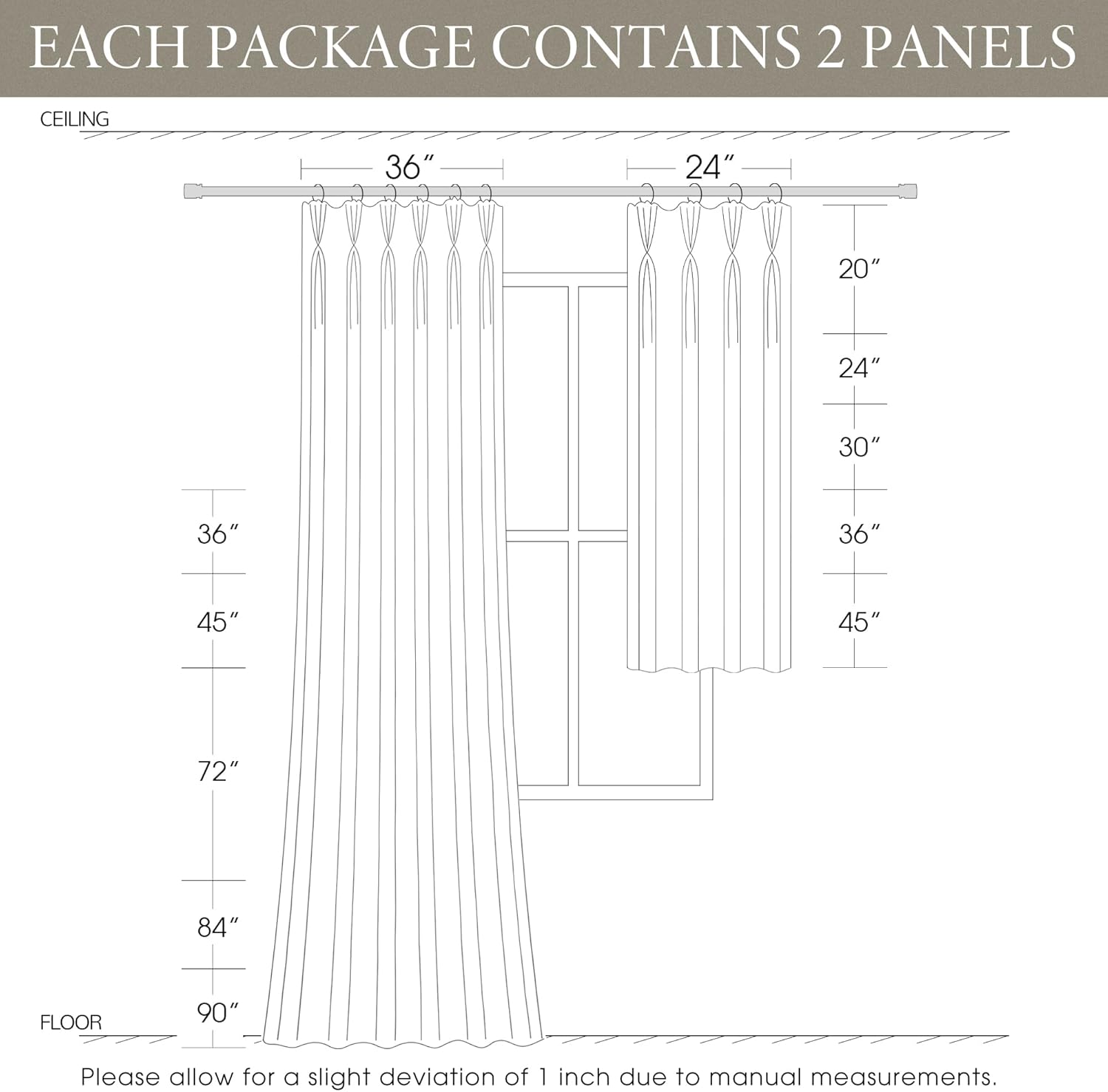 Fuhana Linen Kitchen Curtains,20 Inch Length Light Filtering Sheer Short Cafe Window Curtains Tier,Pinch Pleated Small Kitchen Drapes for Windows,2 Panels,(24" W x 20" L Natural)