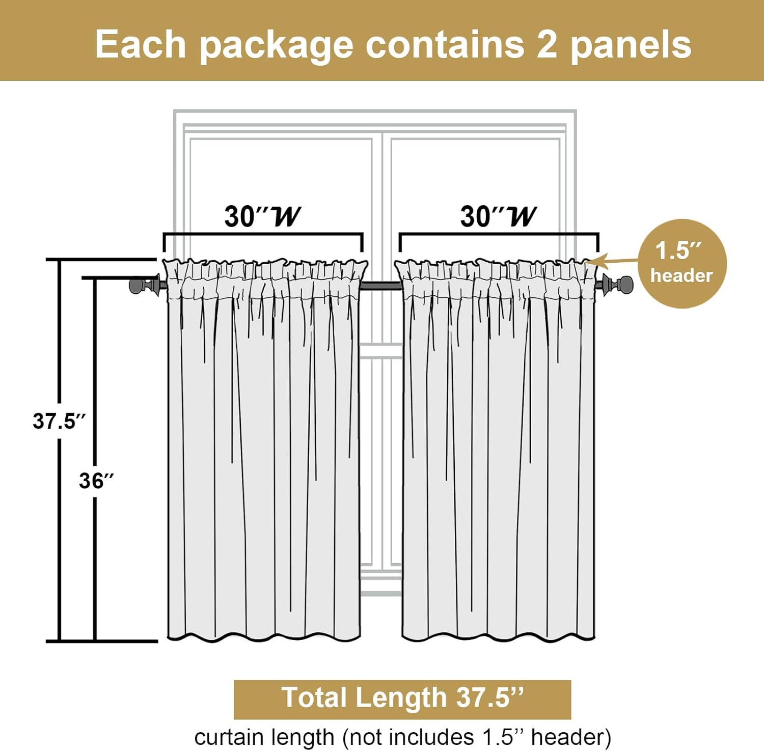 Alternative view of Lecloud Bessie White Kitchen Curtains 36 Inch Length 2 Panels Set, Faux Linen Textured Tier Curtains Short, Light-filtering Small Cafe Curtain Window Treatments for Basement Bathroom, Each 30 W x 36 L