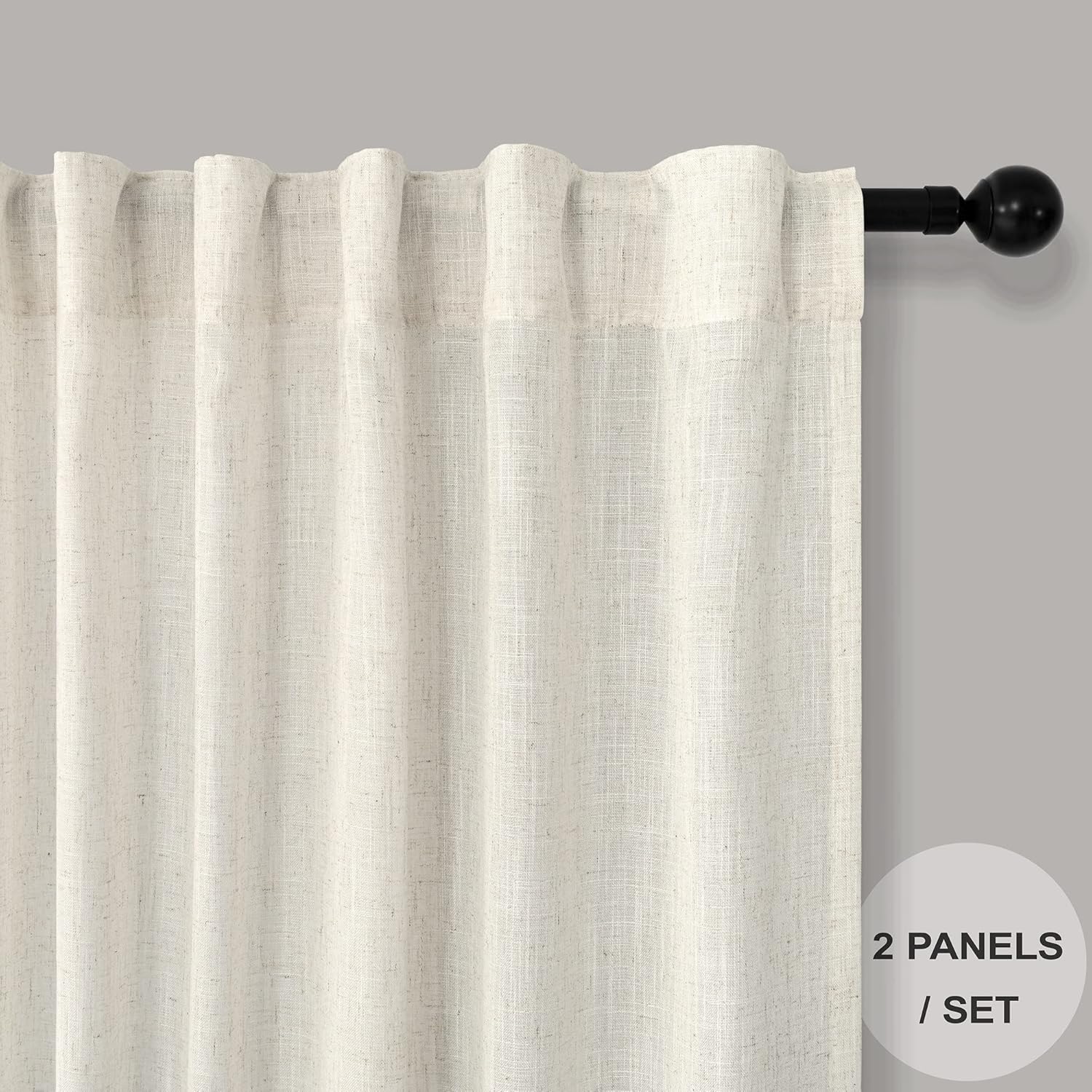 Alternative view of Farmhouse Kitchen Curtains 30 Inch Length for Small Bedroom Back Tab Pocket Light Airy Breathable Linen Cafe Tiers Boho Casual Semi Transparent Short Half Window Curtain for Bathroom 30x30 Cream Ivory