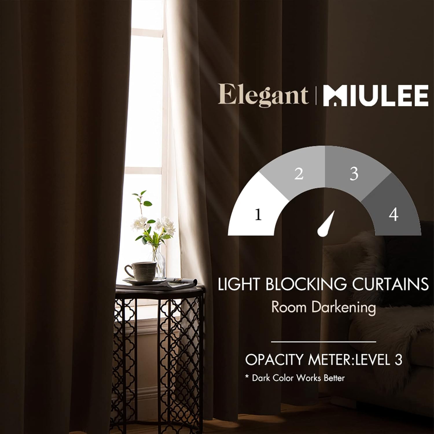 MIULEE Room Darkening Curtains Thermal Insulated Black Out Drapes Solid Window Treatment Long Grommet Light Blocking Blackout Curtain for Living Room Bedroom 2 Panels Set 52 x 84 inch Length Beige