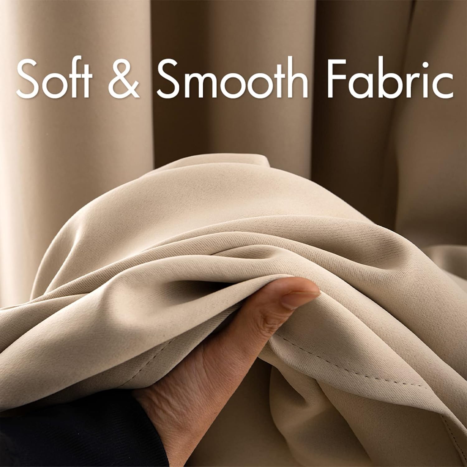 Alternative view of MIULEE Room Darkening Curtains Thermal Insulated Black Out Drapes Solid Window Treatment Long Grommet Light Blocking Blackout Curtain for Living Room Bedroom 2 Panels Set 52 x 84 inch Length Beige