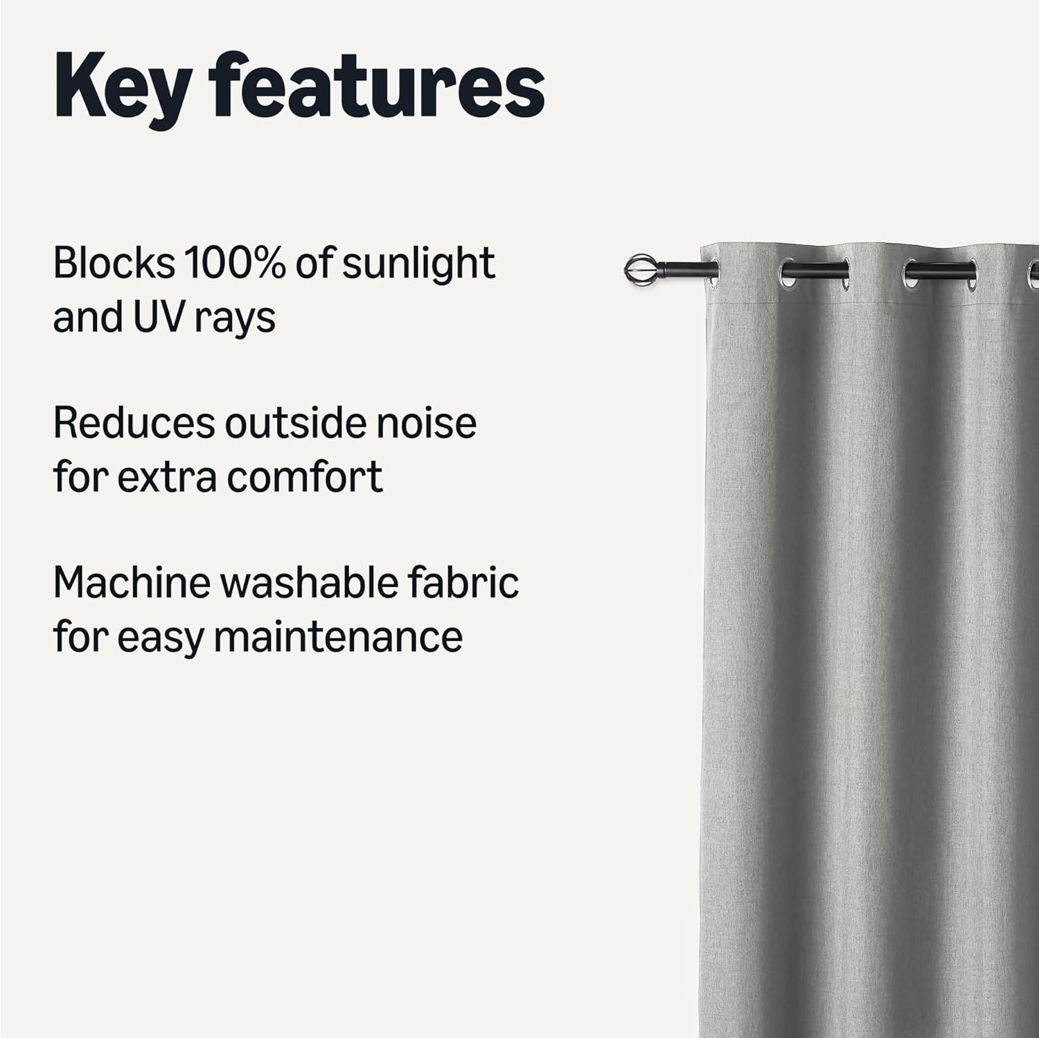 Alternative view of Amazon Basics 100% Blackout Curtains with Grommets, 2 Panels, 52 x 84 Inches, Dark Gray