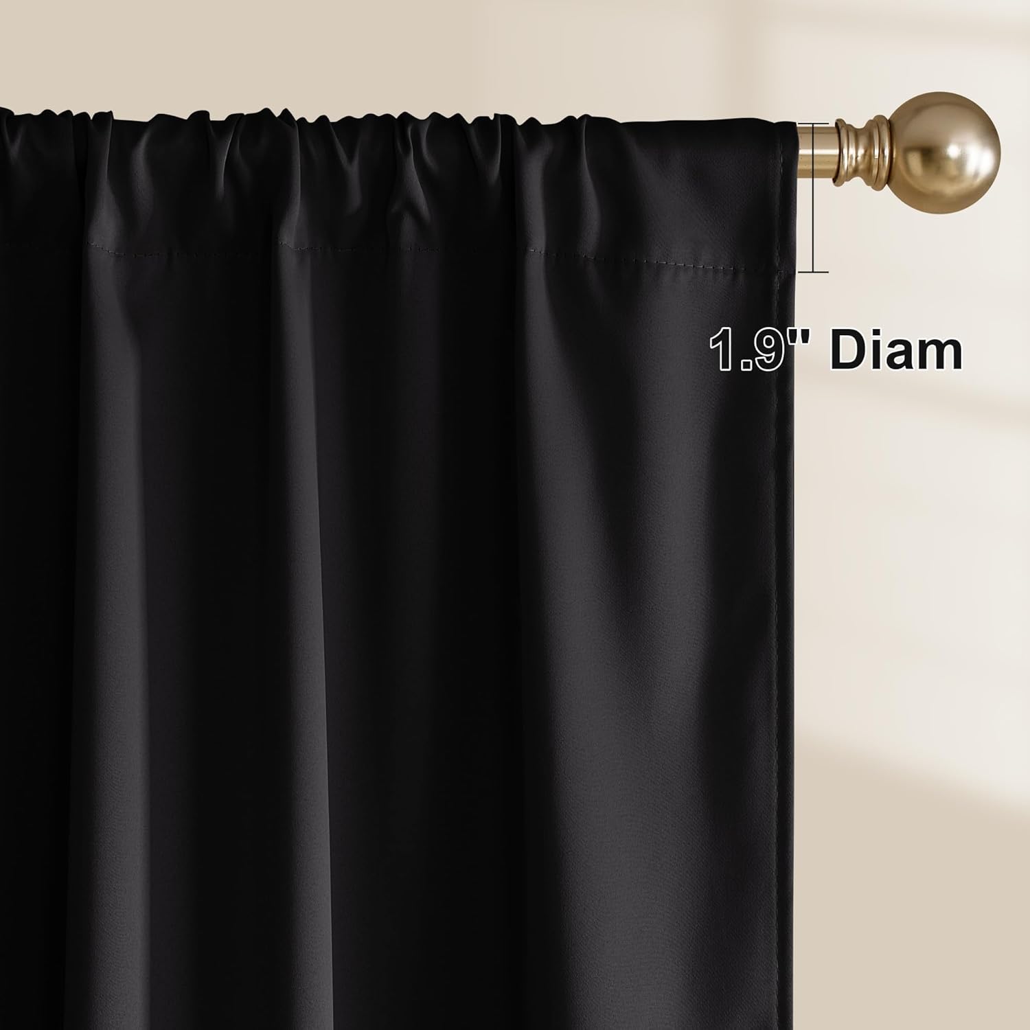 Alternative view of NICETOWN 100% Black Out Curtains 84 inch Long for Living Room, Rod Pocket Blackout Window Treatment Thermal Curtains & Drapes for Bedroom, W52 x L84, 2 Panels
