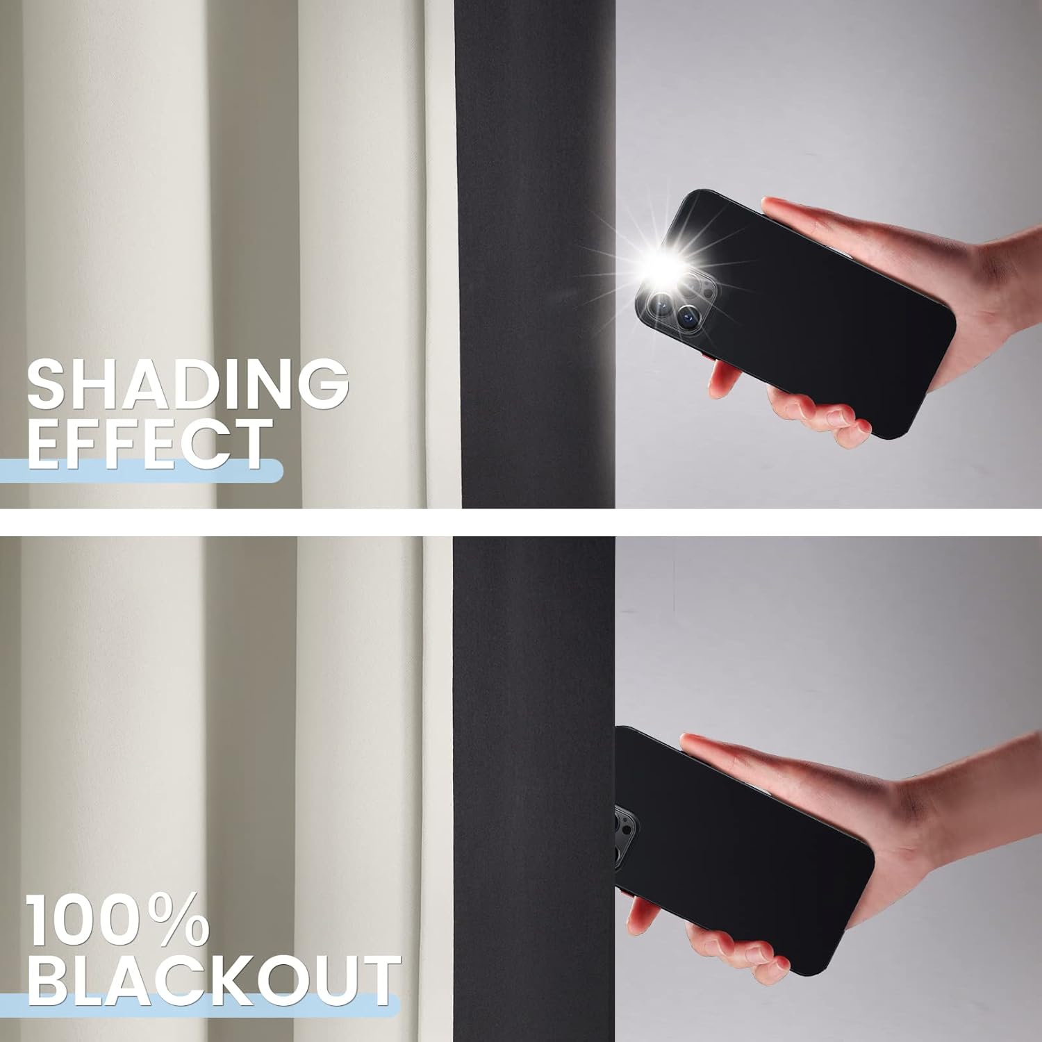 Alternative view of SimpleHome 100% Blackout Curtains for Bedroom,Thermal Insulated Grommet Window Drapes Room Darkening Cream Curtains for Living Room with Black Back,52 x 84 Inch,2 Panels