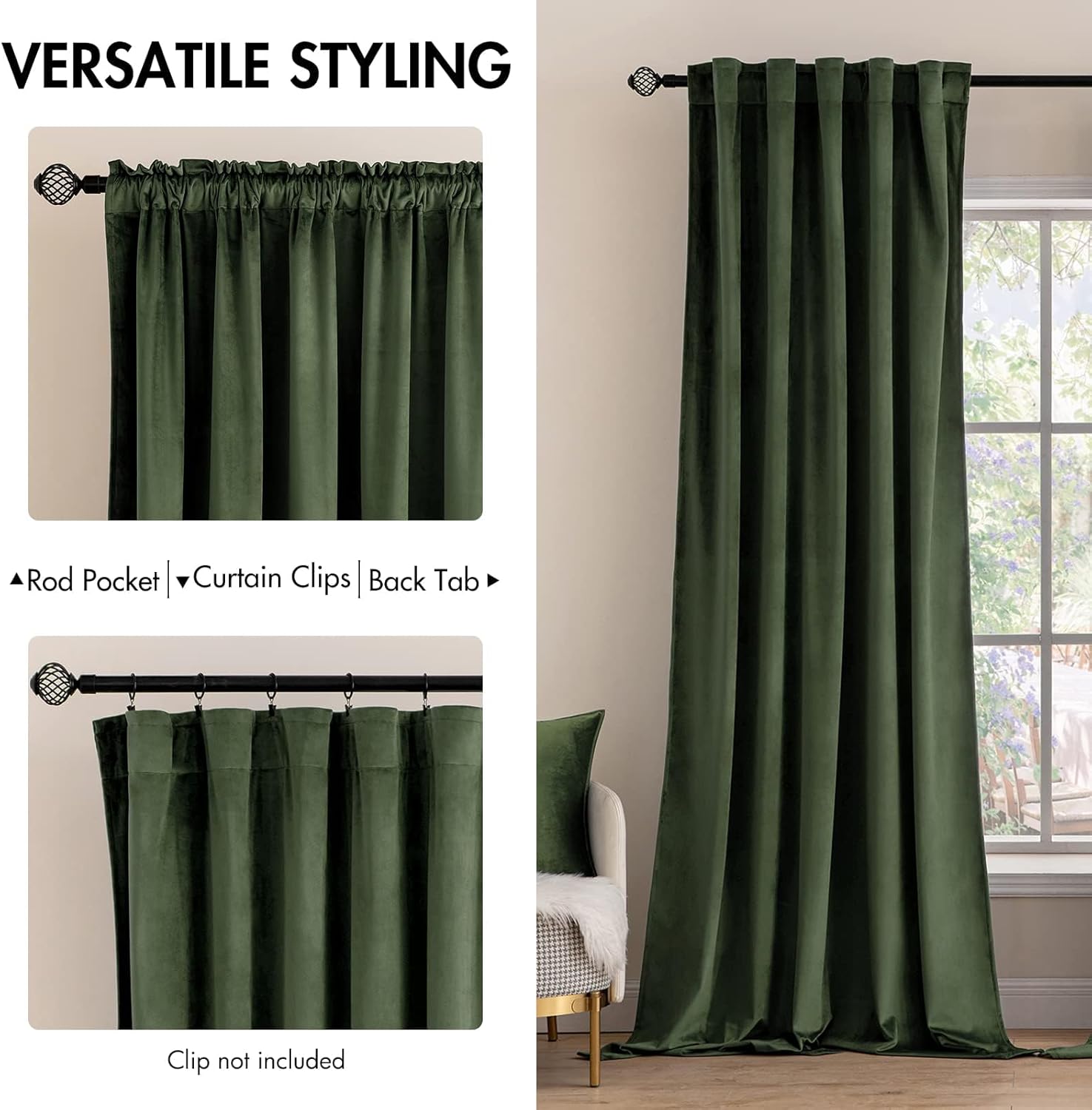 MIULEE Velvet Curtains 84 inches 2 Panels - Luxury Blackout Curtains for Bedroom Living Room Thermal Insulated Super Soft Window Drapes Rod Pocket & Back Tab, Olive Green, W52 x L84 inches