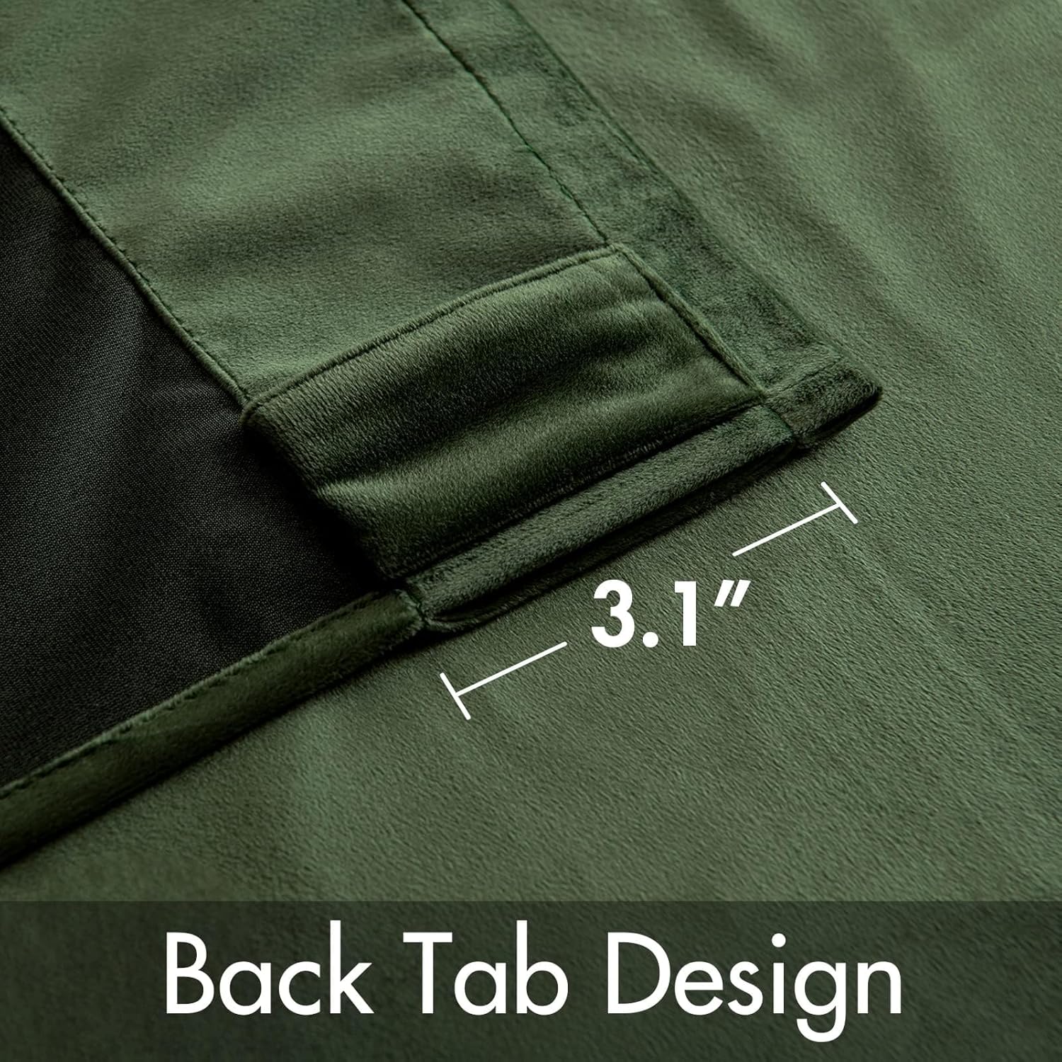 Alternative view of MIULEE Velvet Curtains 84 inches 2 Panels - Luxury Blackout Curtains for Bedroom Living Room Thermal Insulated Super Soft Window Drapes Rod Pocket & Back Tab, Olive Green, W52 x L84 inches