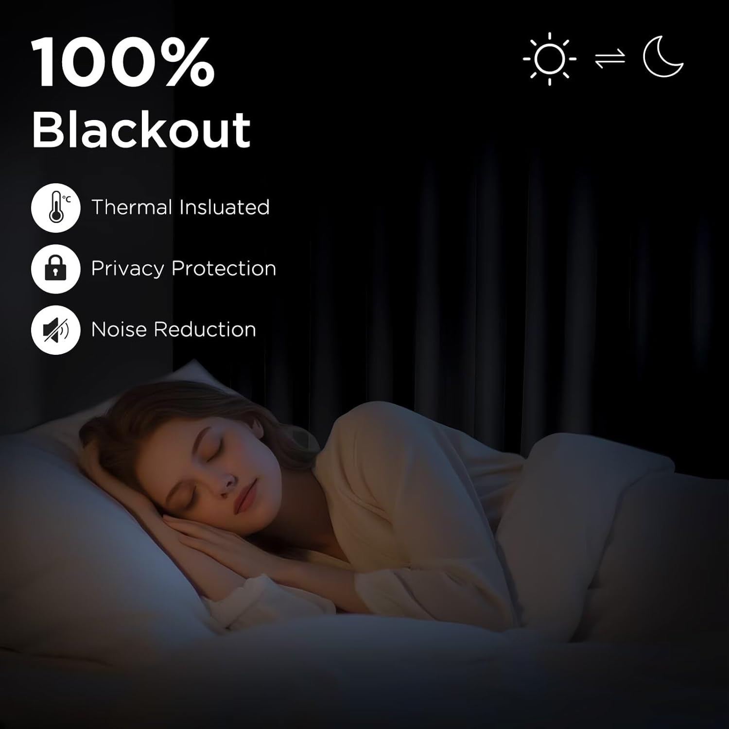 CUCRAF Black Blackout Curtains 84 inch Length 2 Panels Set, Rod Pocket Room Darkening Drapes for Bedroom Living Room, Insulated Thermal Light Blocking Window Curtain (W52 x L84 Inch)