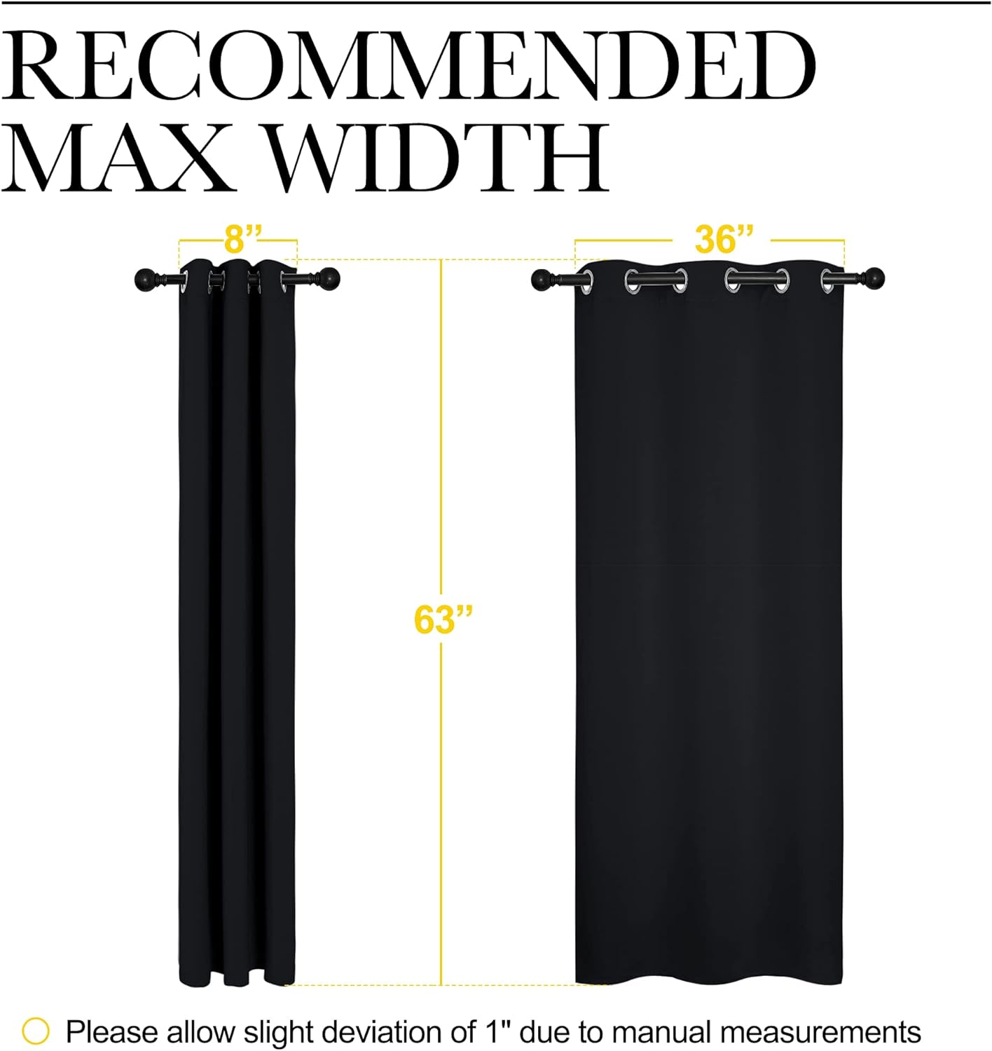 Alternative view of NICETOWN Pitch Black Solid Thermal Insulated Grommet Blackout Curtains/Drapes for Bedroom Window (2 Panels, 42 inches Wide by 63 inches Long, Black)