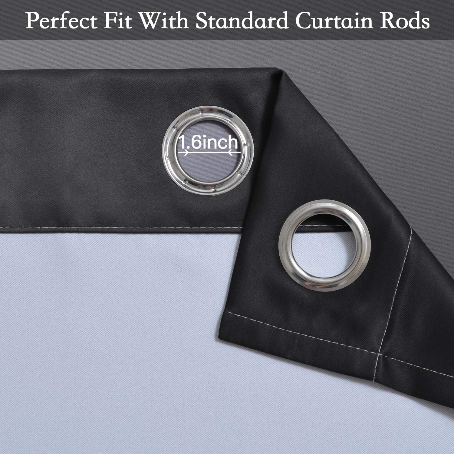 Alternative view of SimpleHome Ombre Room Darkening Curtains for Bedroom, Gradient Black to Grey White Light Blocking Thermal Insulated Grommet Window Curtain/Drapes for Living Room,2 Panels, 52x84 inches Length