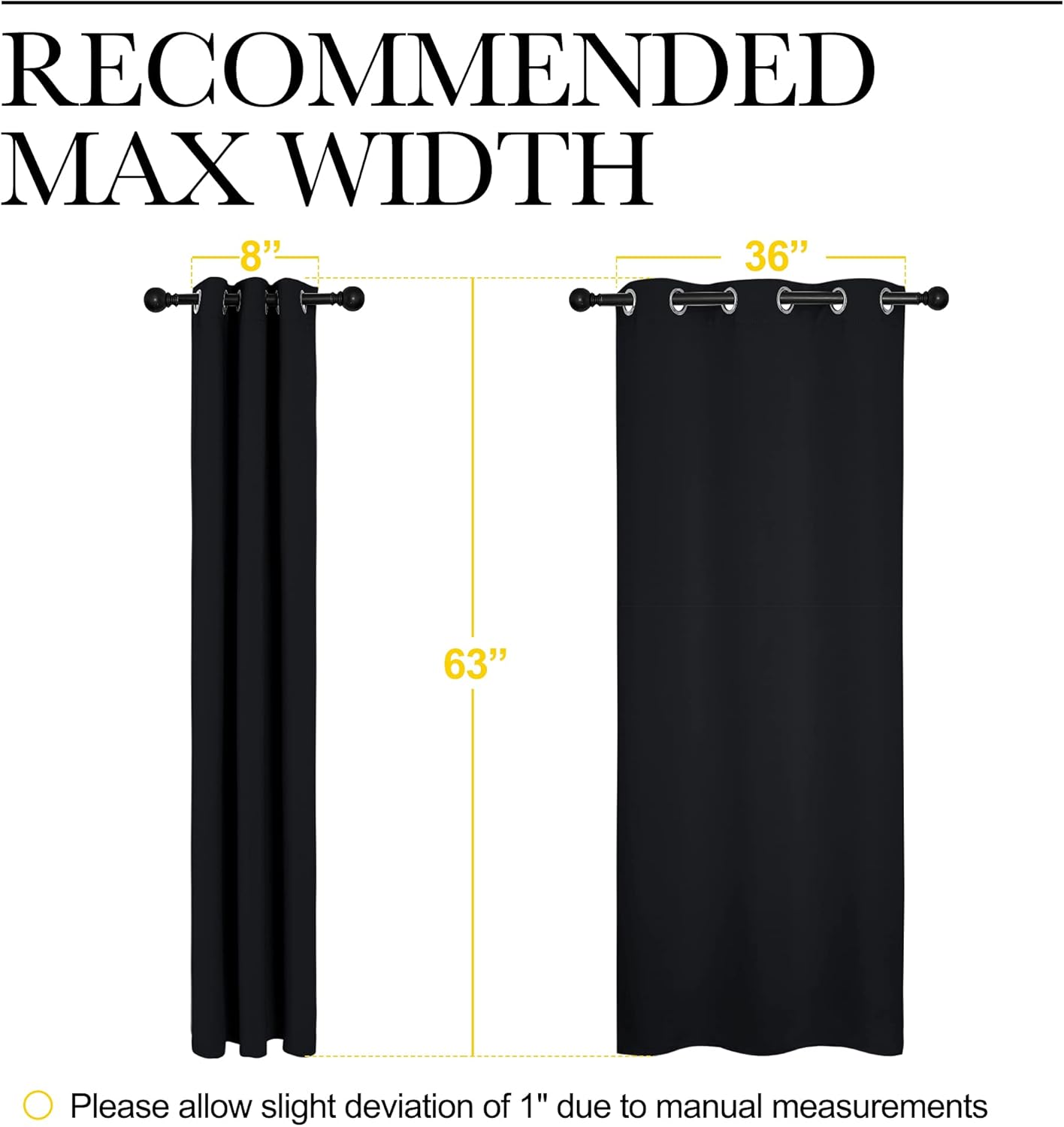 Alternative view of NICETOWN Pitch Black Solid Thermal Insulated Grommet Blackout Curtains/Drapes for Bedroom Window (2 Panels, 42 inches Wide by 63 inches Long, Black)