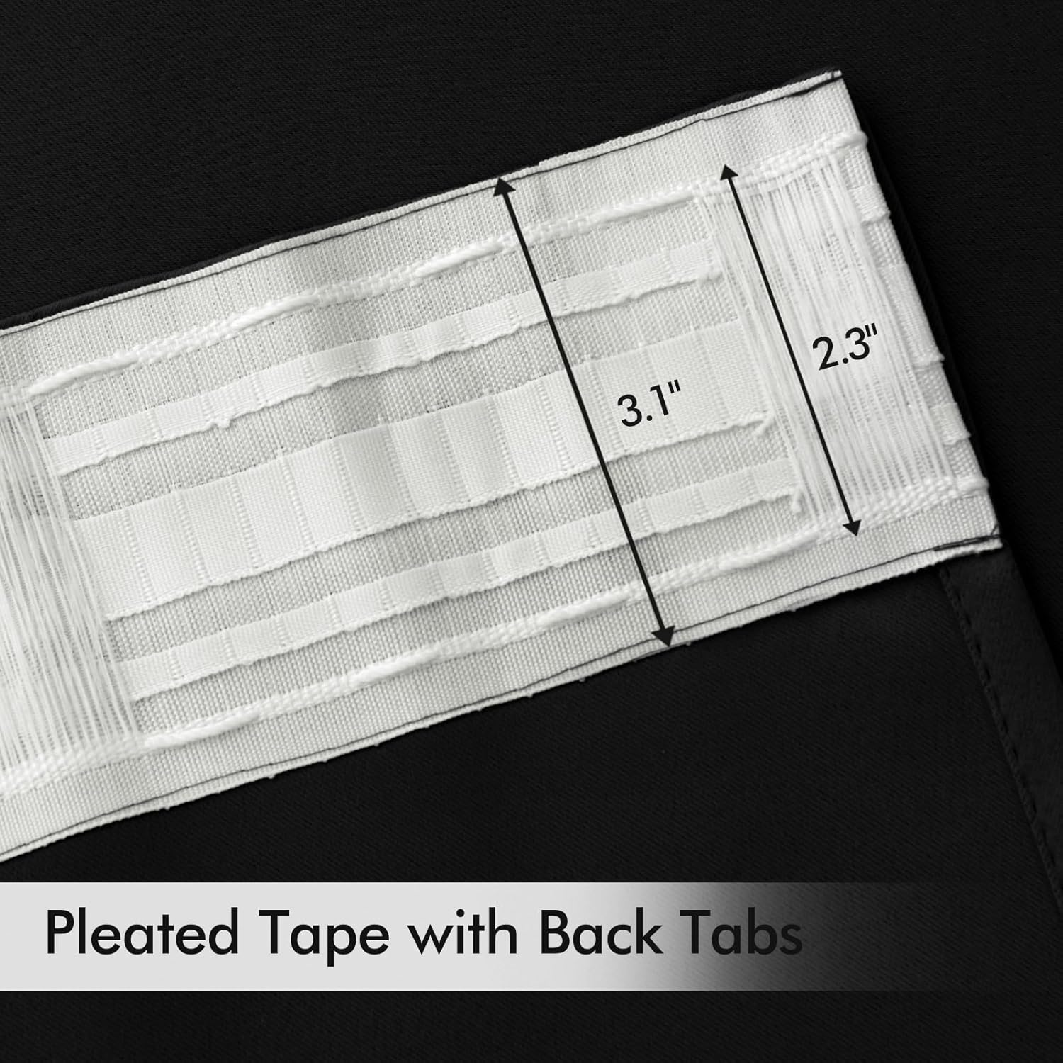 MIULEE 2 Panels Back Tab Blackout Curtains 96 Inch Long for Living Room Bedroom, Halloween Black Rod Pocket/Pinch Pleated Thermal Insulated Room Darkening Light Blocking Floor to Ceiling Curtain/Drape