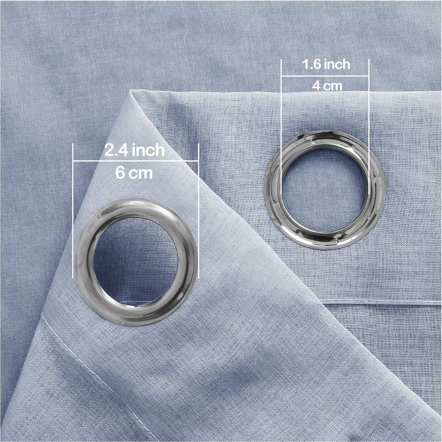 DWCN Faux Linen Ombre Sheer Curtains - Gradient Semi Voile Grommet Top Window Curtains for Bedroom and Living Room, Set of 2 Panels, 52 x 84 Inches Long, Denim Blue