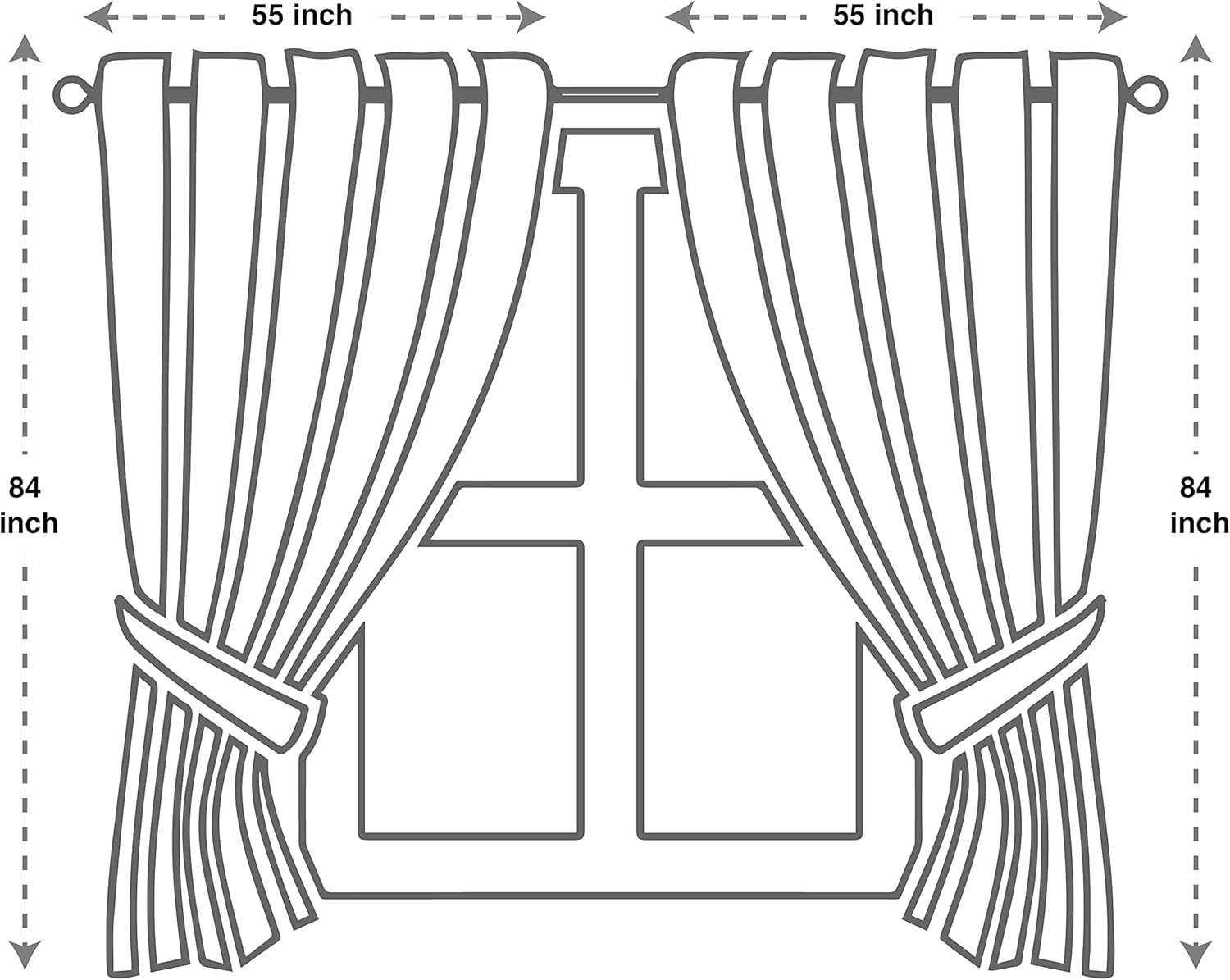 GLORY RUGS Jacquard Luxury Window 2 Panel Set Black Curtain with Attached Valance and Backing Bedroom Living Room Dining 2 Curtains 55x84 inches Each Jana