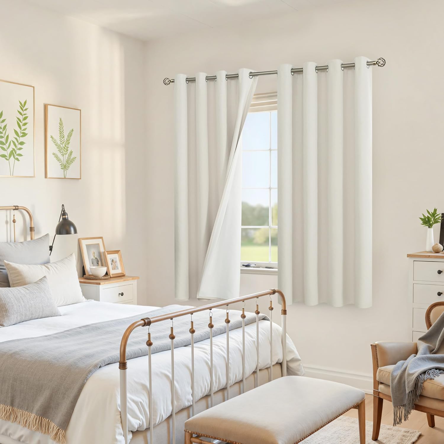 YoungsTex Linen Blackout Curtains 63 Inches Long for Bedroom, Full Room Darkening Window Drapes with Grommet Thermal Insulated Black Out for Living Room, 2 Panels, 52 X 63 Inch