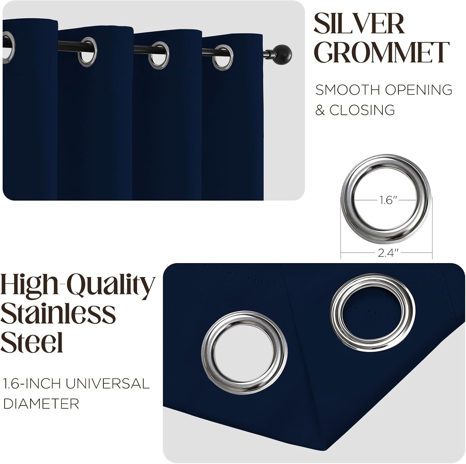 Alternative view of CUCRAF Navy Blue Blackout Curtains 84 inch Length 2 Panels Set, Room Darkening Drapes for Living Room Bedroom, Thermal Insulated Light Blocking Grommet Window Curtain (W52 x L84 Inch)