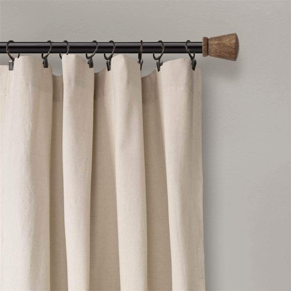 Alternative view of Lush Decor Linen Button Window Curtain Panel, Single, 40" W x 84" L, Linen- Country Curtains - Rustic Decor - Color Block - Modern Farmhouse Curtains