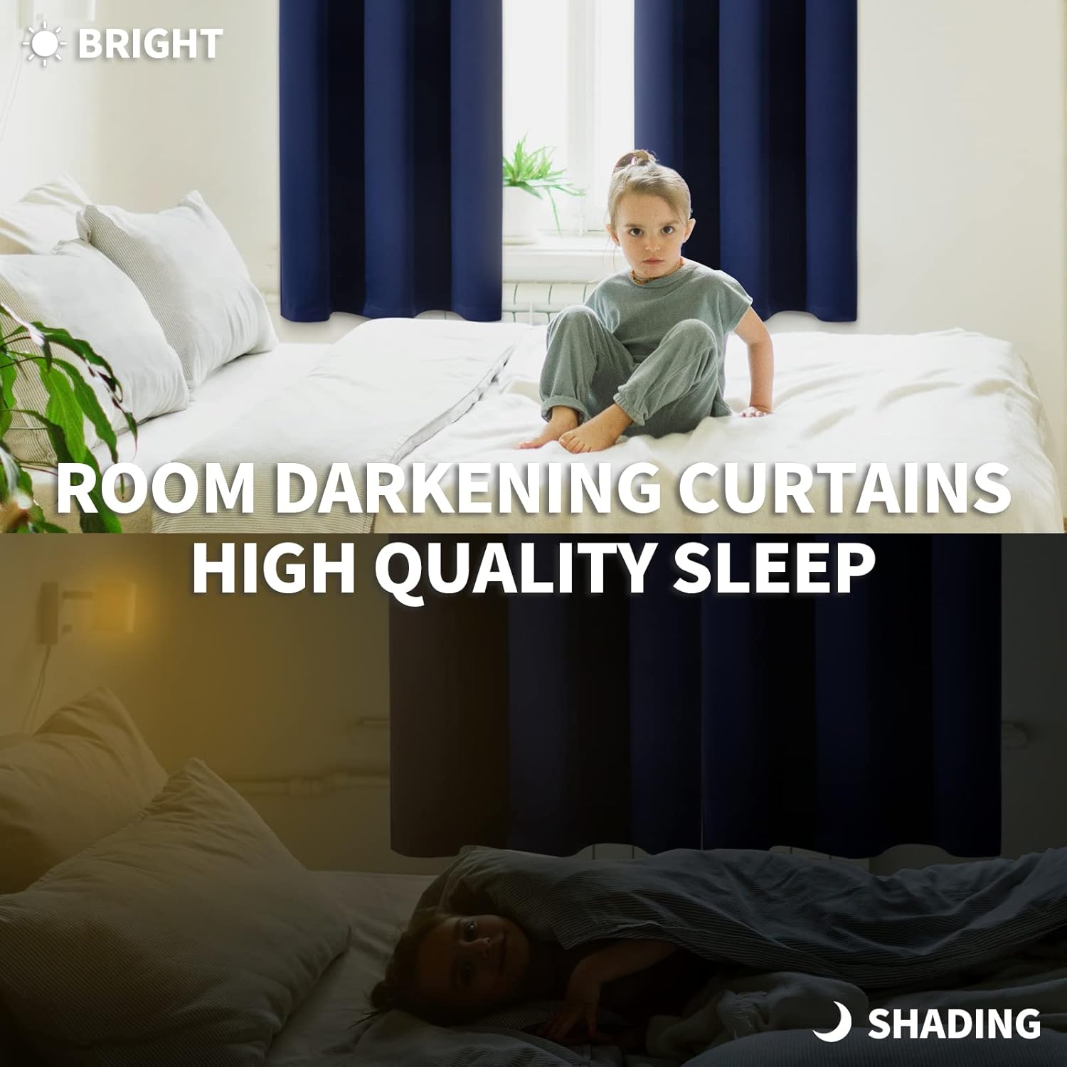 Alternative view of BGment Blackout Curtains for Bedroom - Grommet Thermal Insulated Room Darkening Curtains for Living Room, Set of 2 Panels (70 x 63 Inch, Navy Blue)