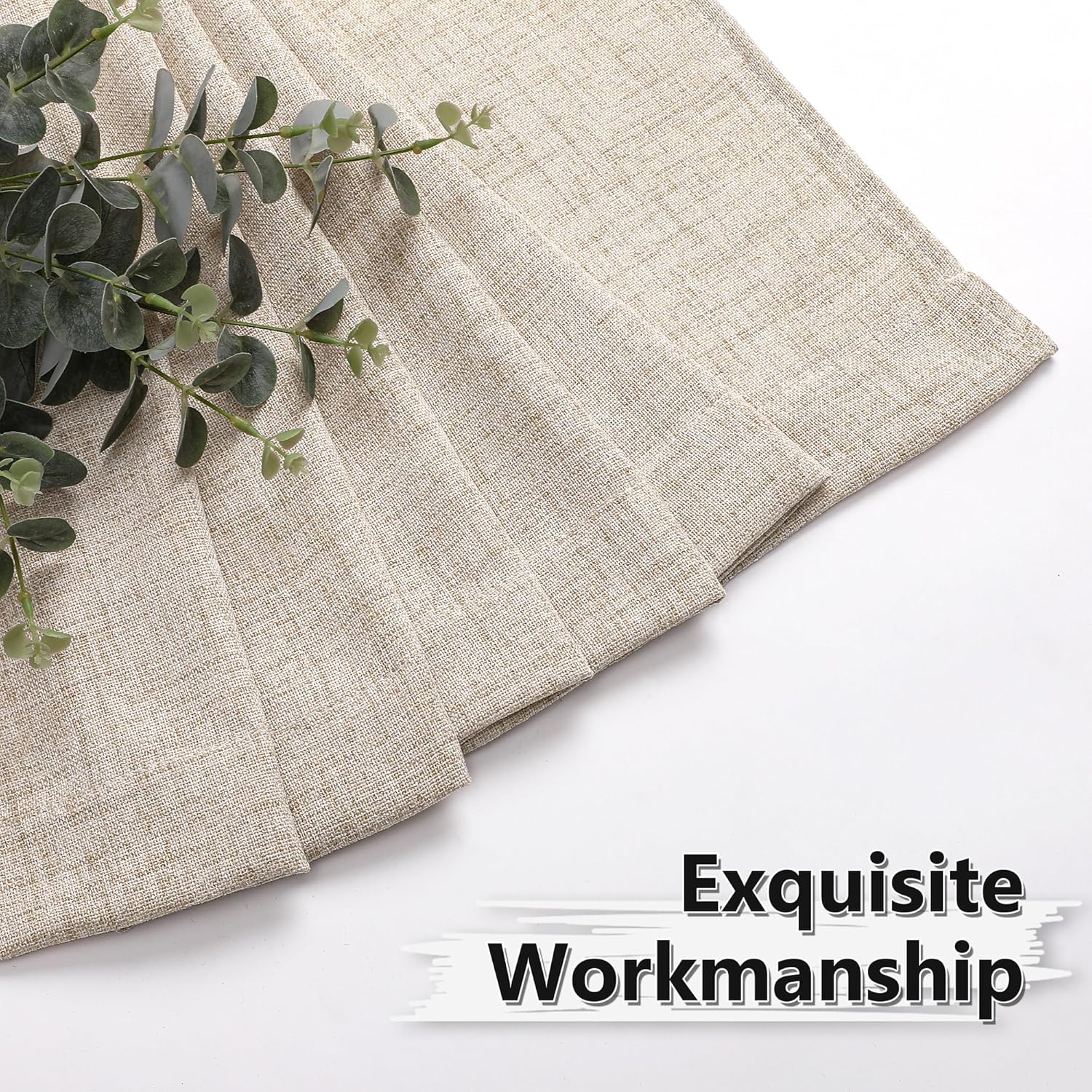 Tollpiz Short Linen Curtains Bedroom Rod Pocket Semi Sheer Curtain Burlap Light Filtering Thick Linen Drapes for Living Room, 38 x 45 inches Long, Natural, Set of 2 Panels - Image 7