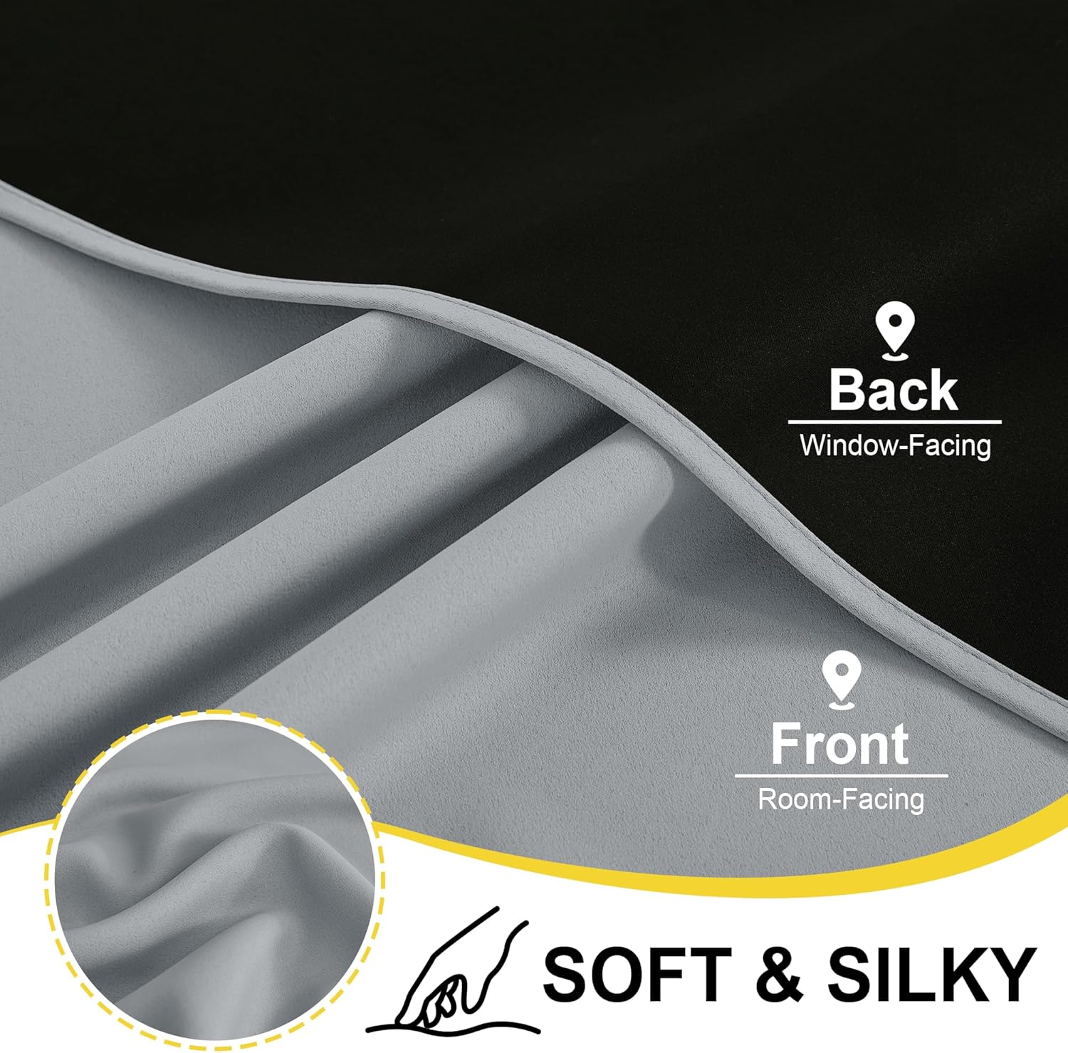 Alternative view of NICETOWN Grey Blackout Curtains for Bedroom 52 X 84 Inch Long 2 Panels Set Light Room Darkening Plylux Drapes for Living Room, Soundproof Thermal Insulated Grommet Window Treatment