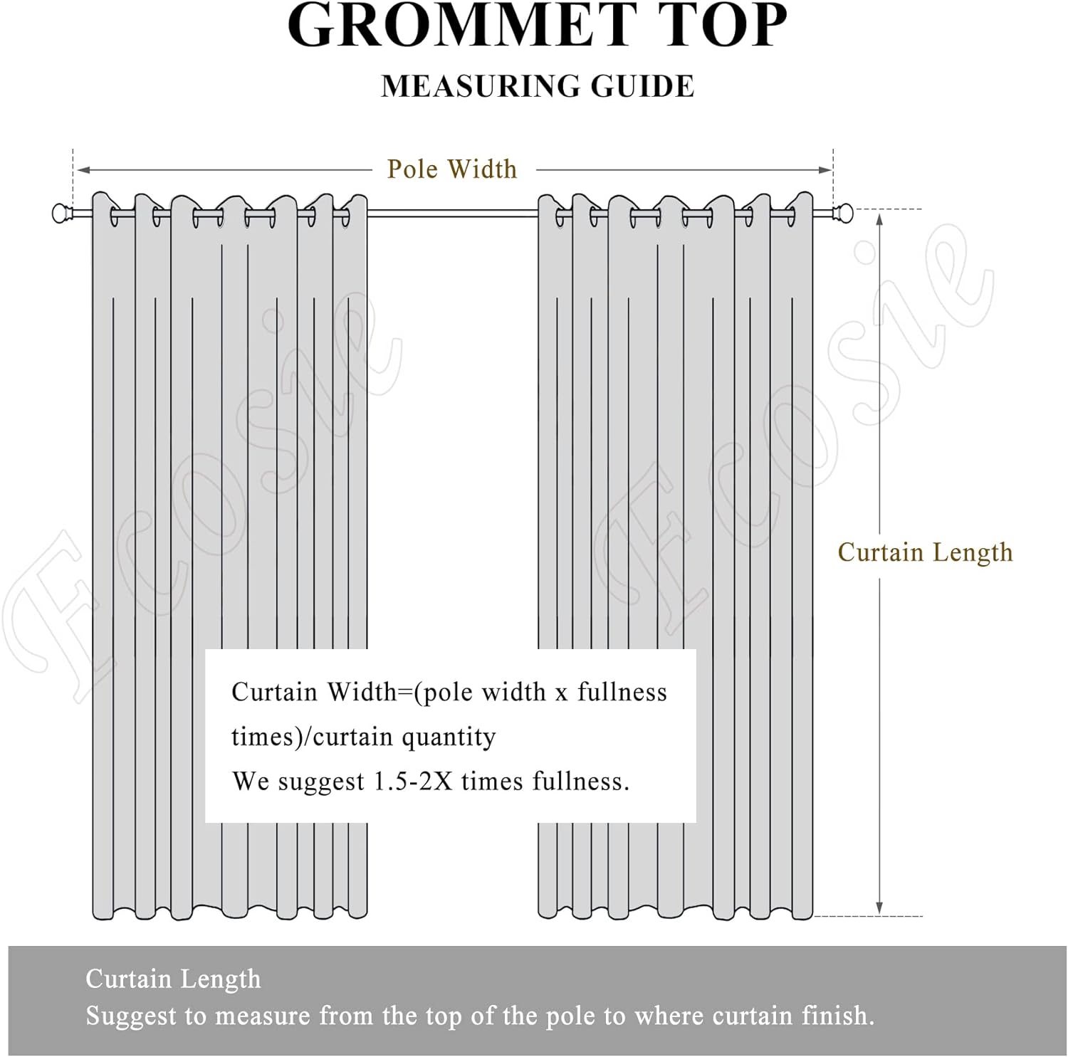 Fcosie 52" Wx102 L Chenille Black Out Drapes with Silver Grommet/Full Light Blocking Curtains 102 in Length/Eyelet Top Draperies 100% Blackout Drapery for Living Room Bedroom, 2 PCS, Dark Grey